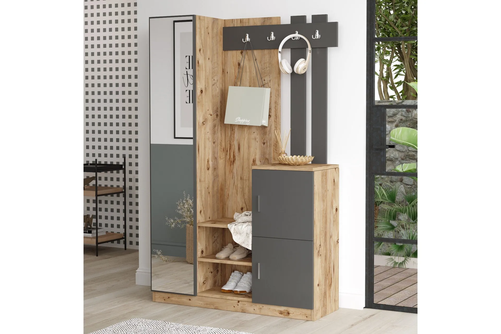 Hialeh Hallmöbelset 38x114 cm - Natur/Antracit