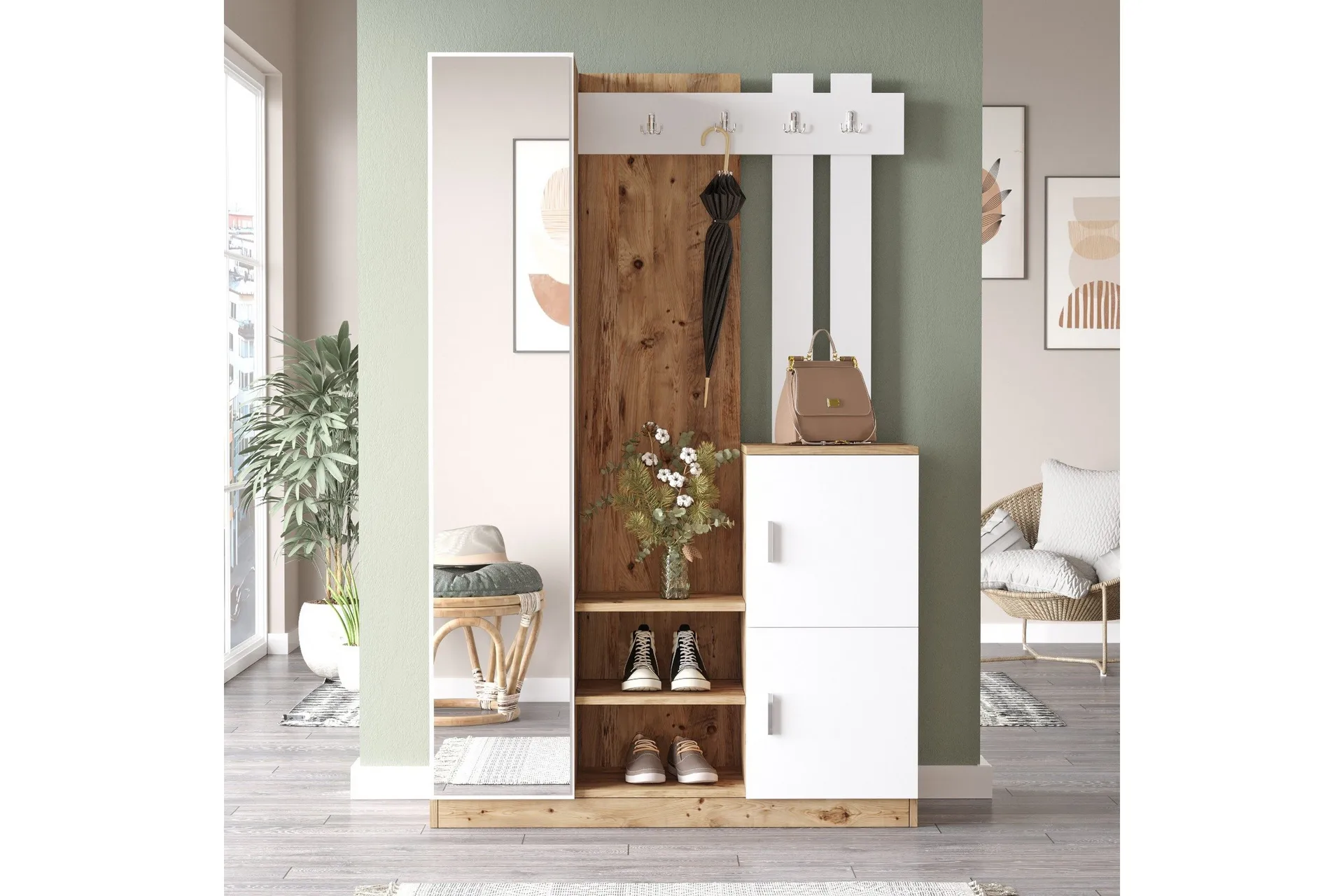Hialeh Hallmöbelset 38x114 cm - Natur/Vit