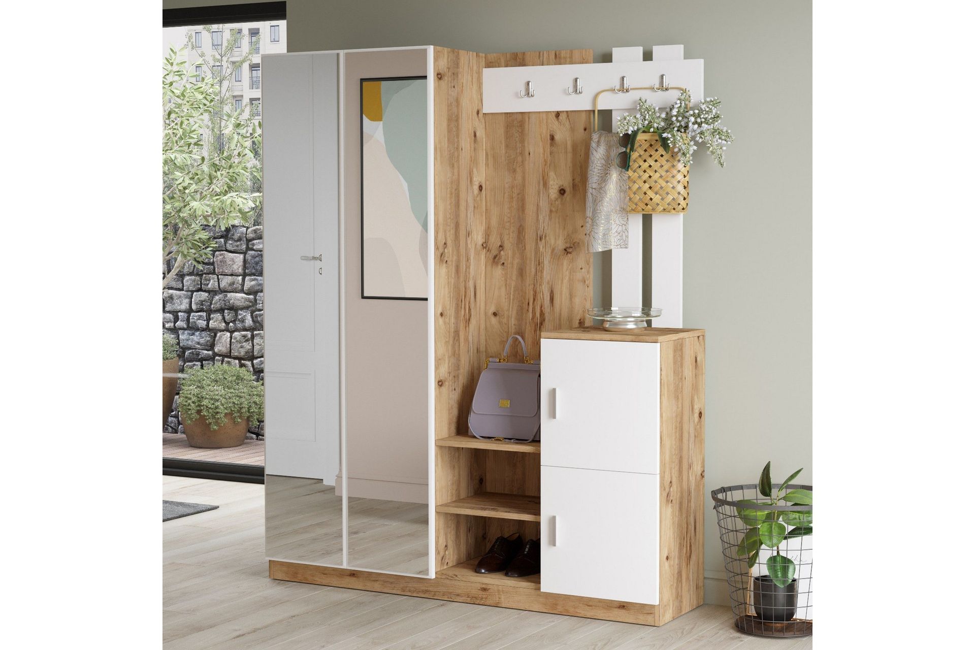 Hialeh Hallmöbelset 38x147 cm - Natur/Vit