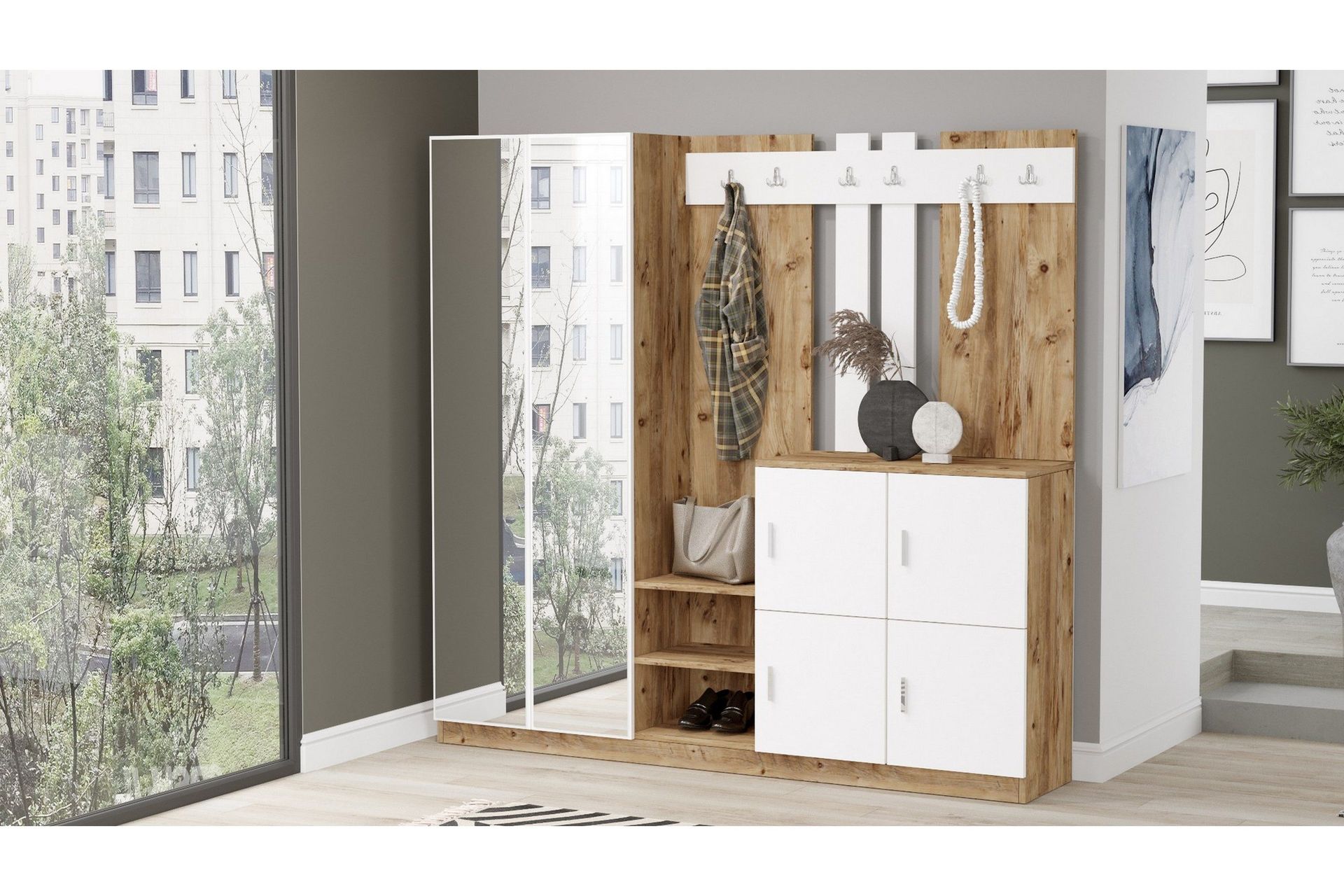 Hialeh Hallmöbelset 38x187 cm - Natur/Vit