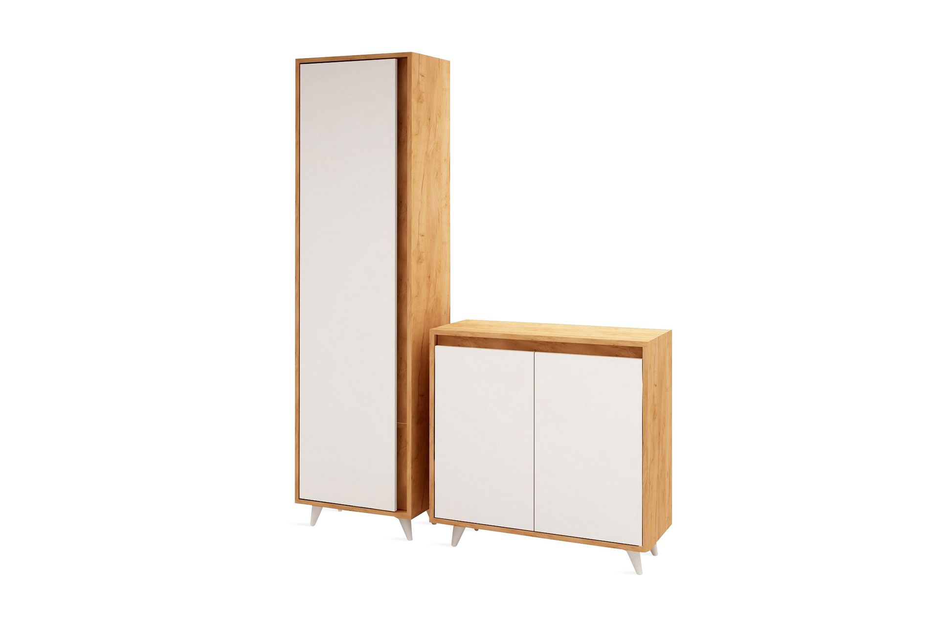 Mod Design Sk&auml;nk och Bokhylla - Tr&auml;/Vit