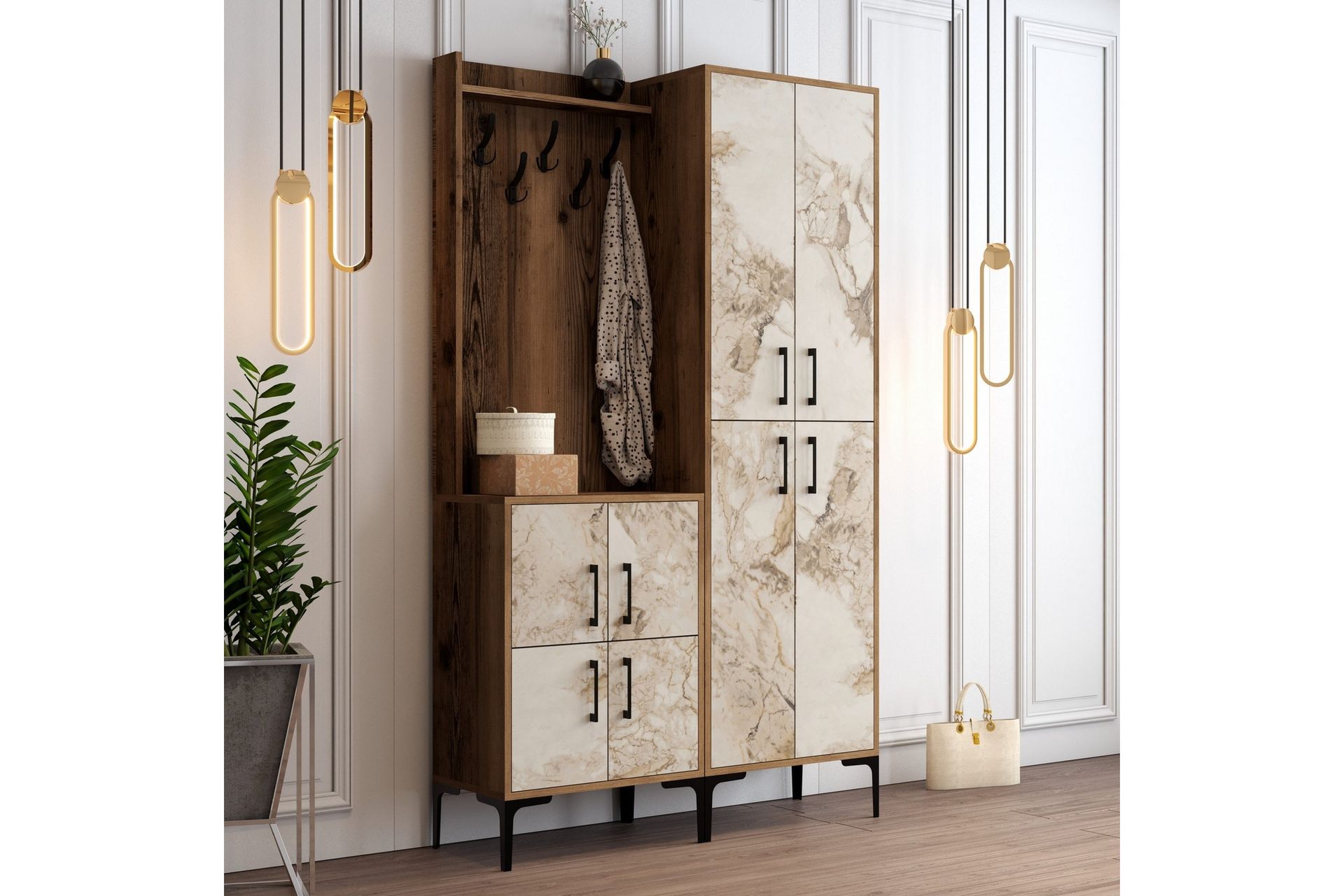 Retzow Hallmöbelset 120 cm - Brun/Vit
