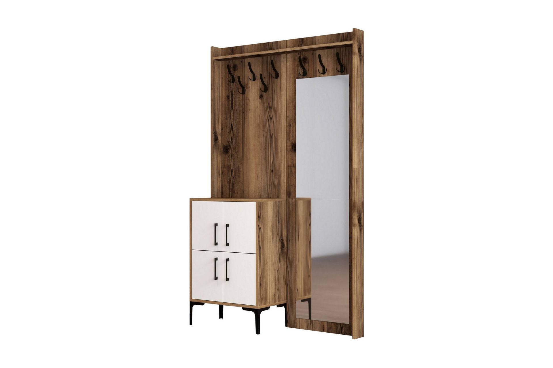 Retzow Hallmöbelset 120 cm - Mörkbrun/Vit