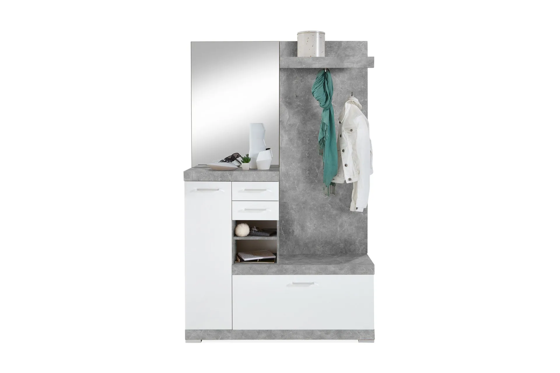 Samekia Garderob 120 cm - Vit/Grå