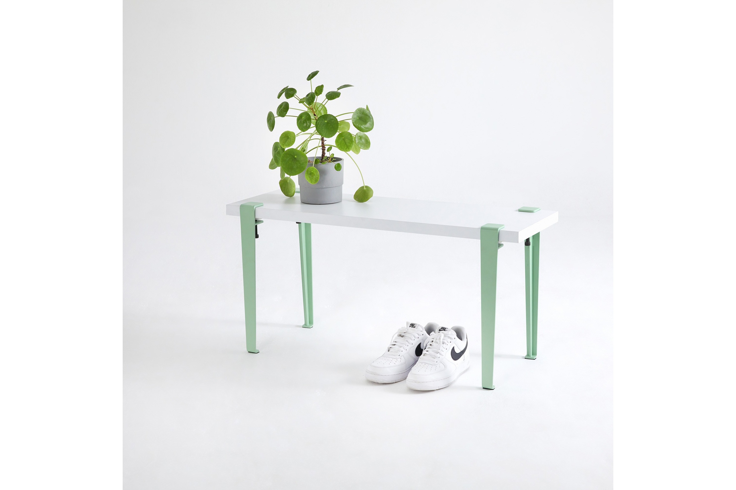 Sittbänk Khalkeus 90x30 cm Vit/BlåGrön Hanah Home