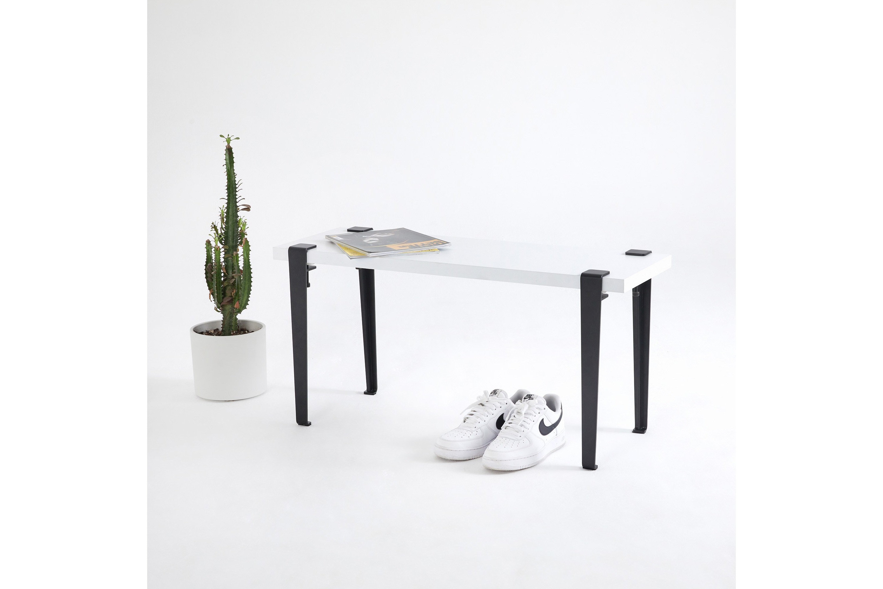 Sittbänk Khalkeus 90x30 cm Vit/Svart Hanah Home