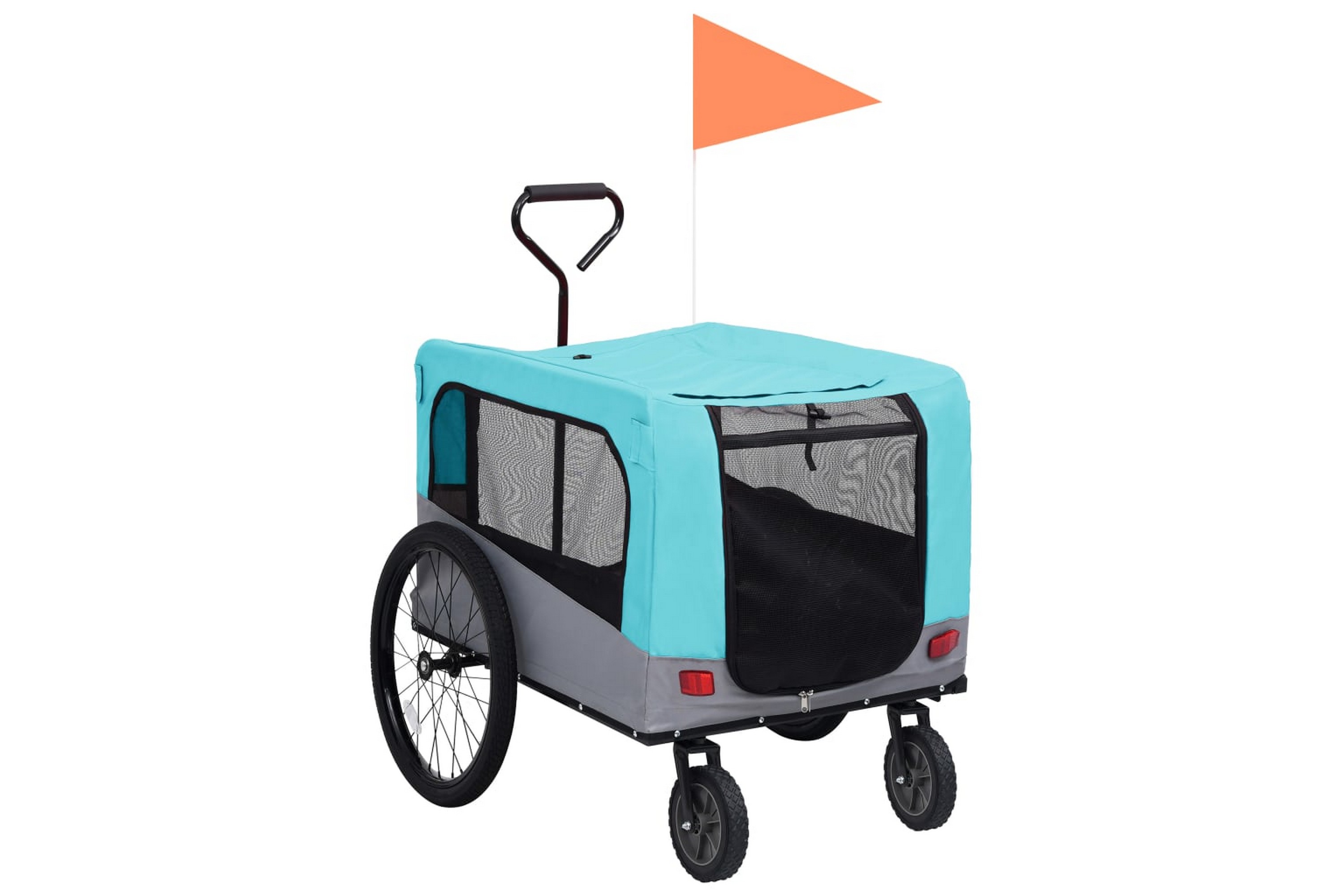 2-i-1-Cykelvagn för husdjur och joggingvagn blå grå - Blå 92441