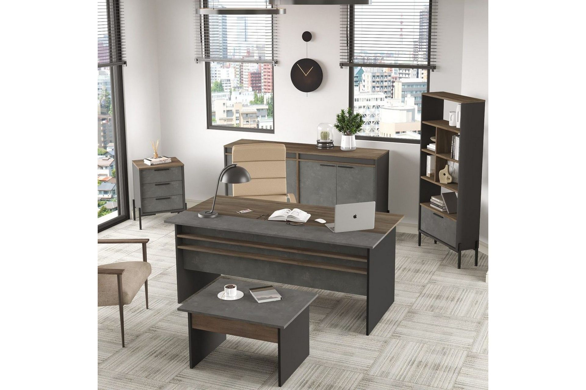 Kontorsmöbelset Enor 9 Argentu / Antracit - Silver/Antracit