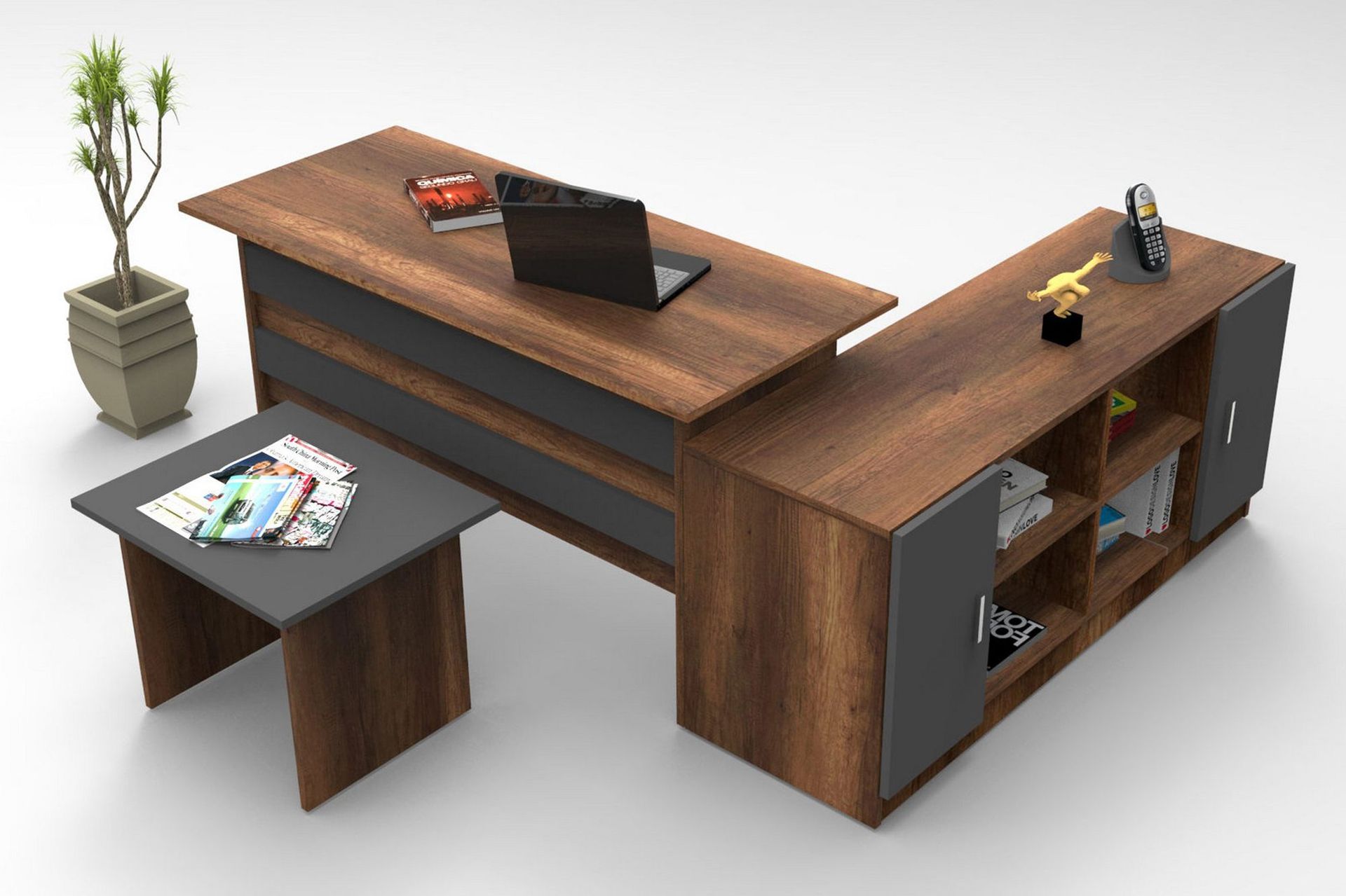 Mosgam Möbelset Kontor - Teak/Antracit