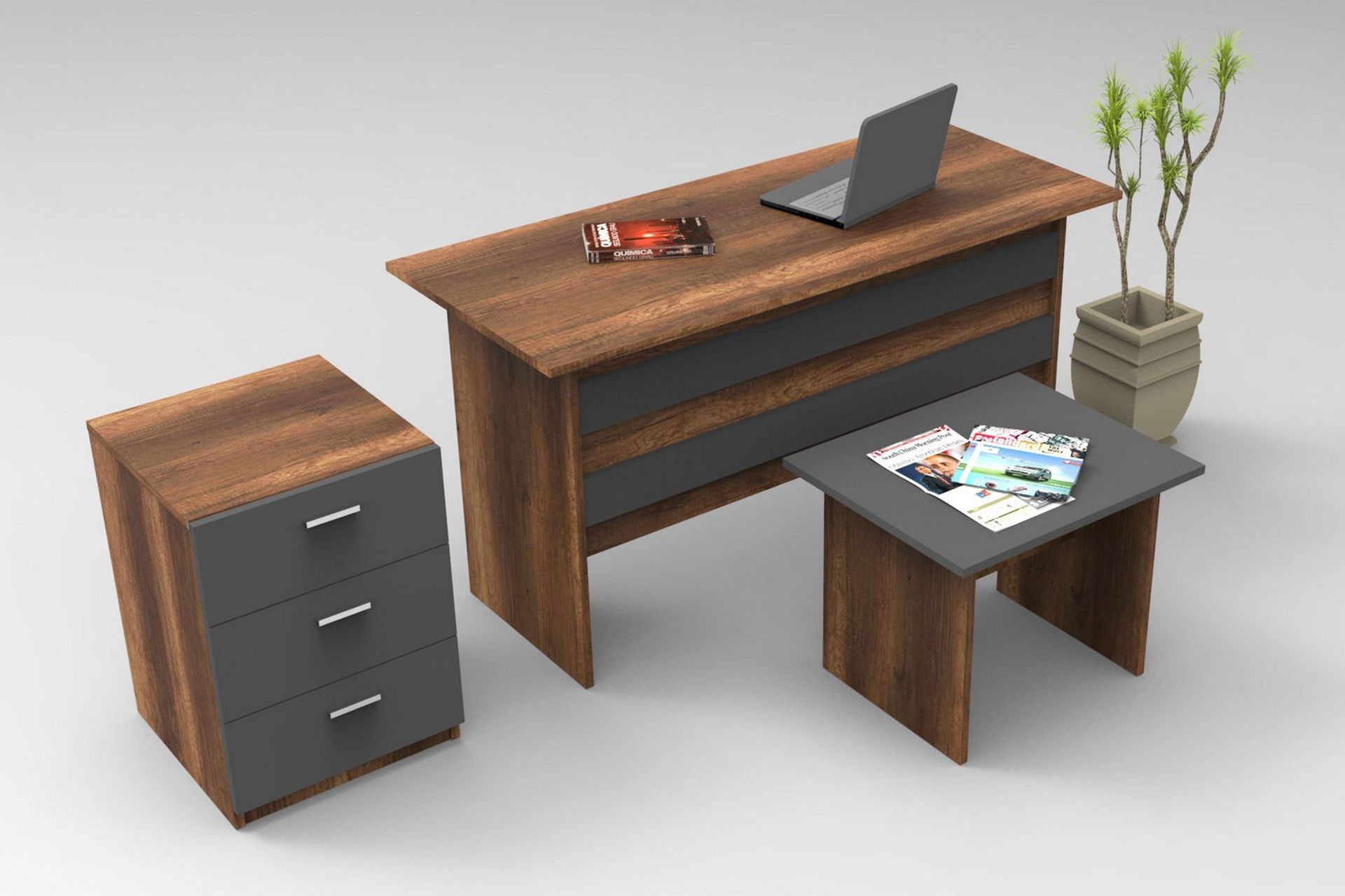 Oitver Möbelset Kontor - Teak/Antracit