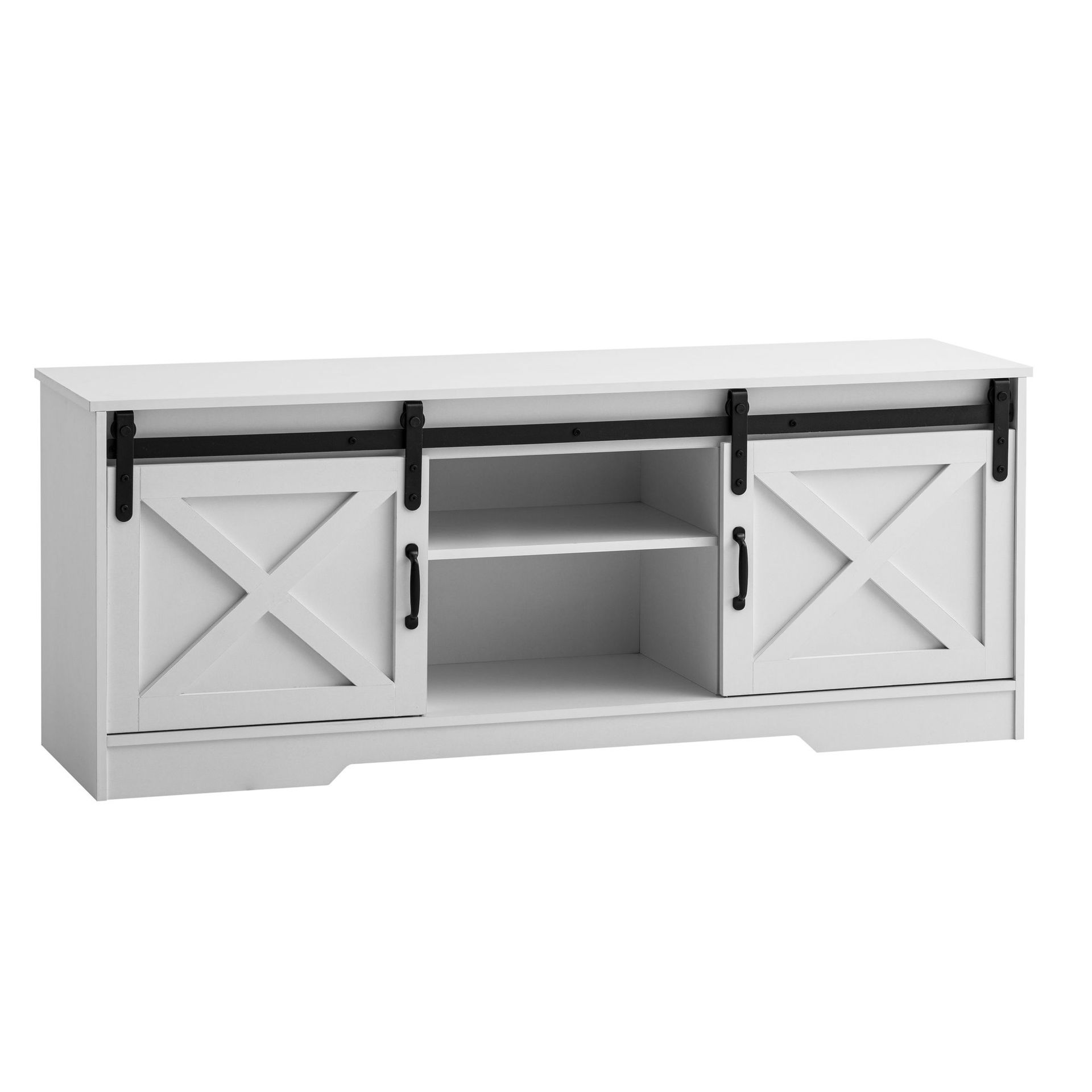 Alino TV-bänk 150 cm - Vit med svarta beslag