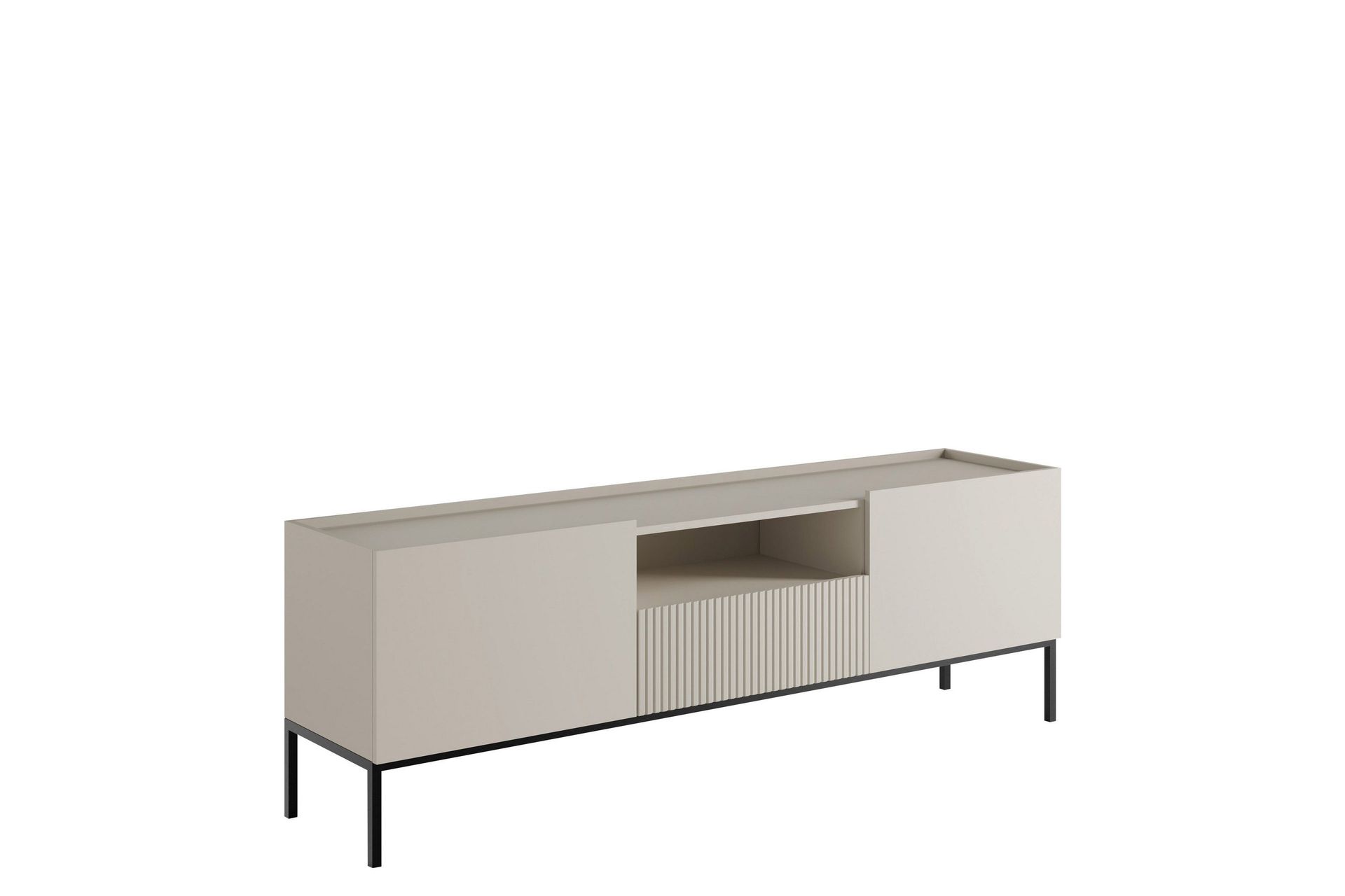 Amelus Golvst&aring;ende Tv-b&auml;nk 180 cm med F&ouml;rvaring i M&aring;lat Tr&auml; - Beige
