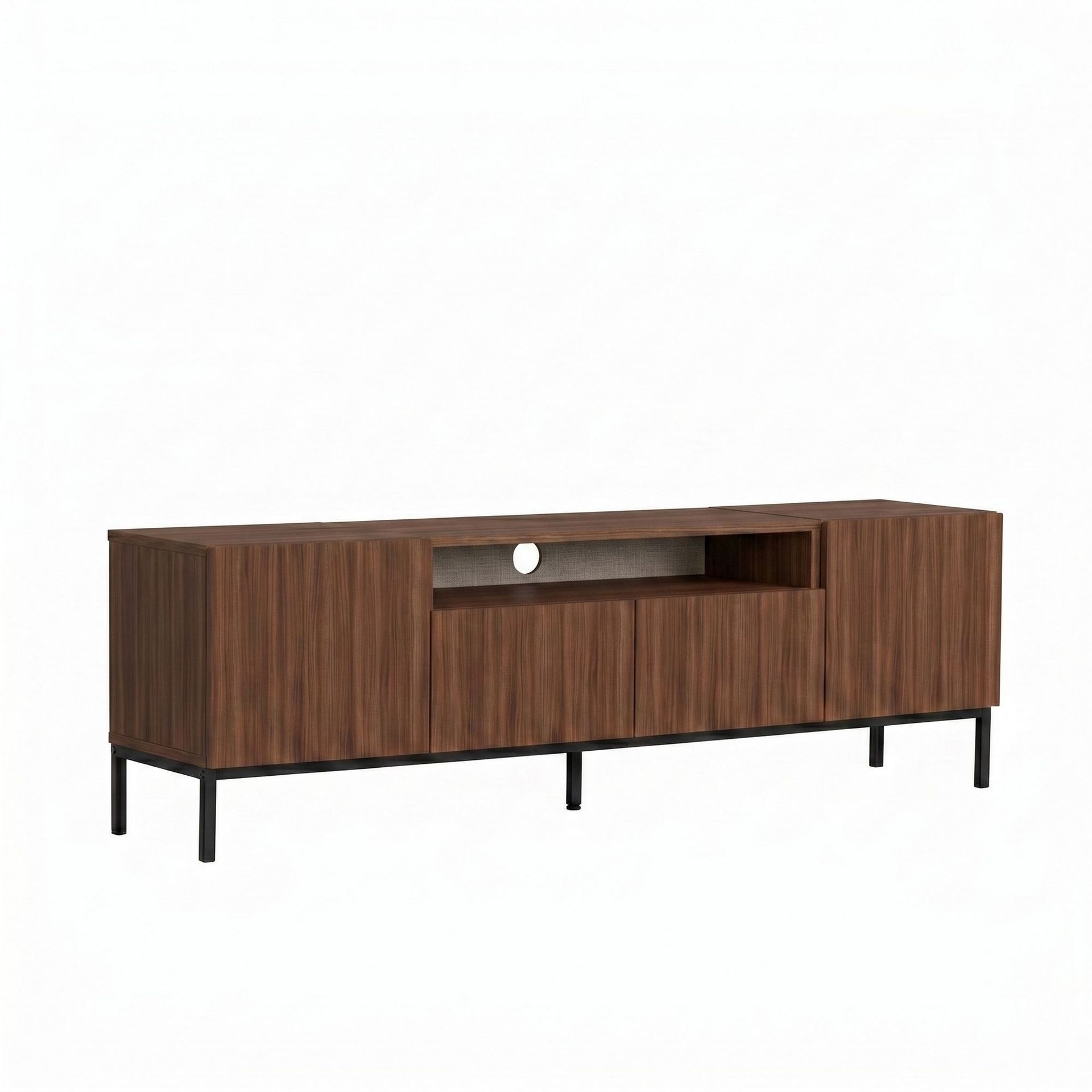 Arvold TV-bänk 160x50x35 cm - Milano Walnut och svart