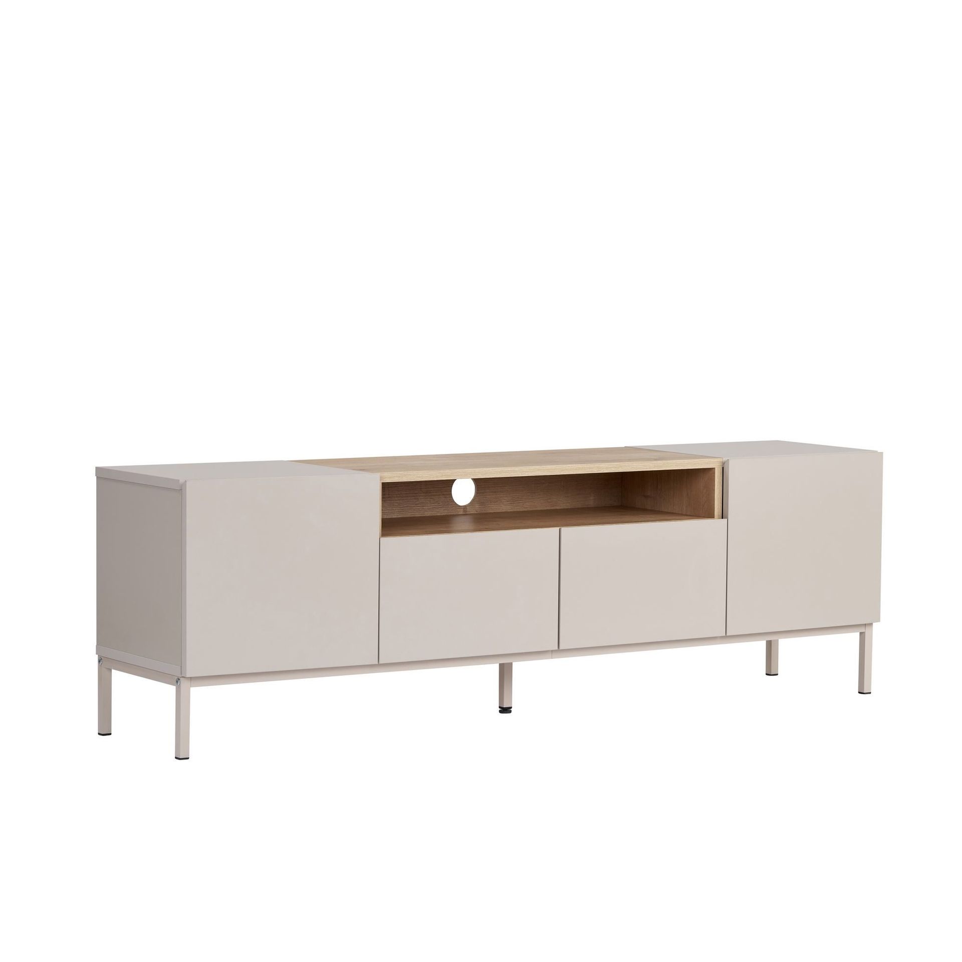 Arvold TV-bänk 160x50x35 cm - Sandstone och Sapphire Oak