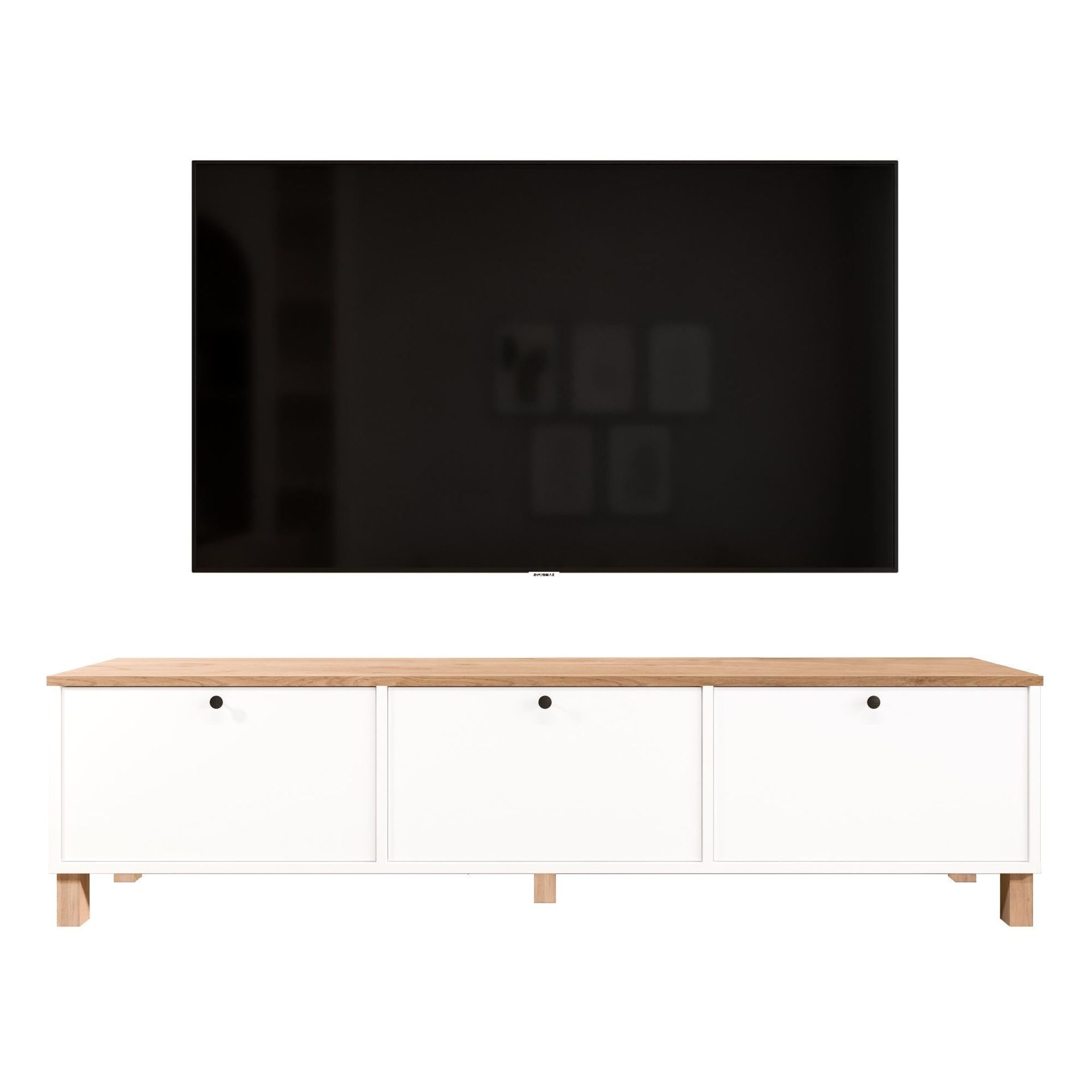 Avero TV-bänk 180x45,6x32 cm - Vitt och ek