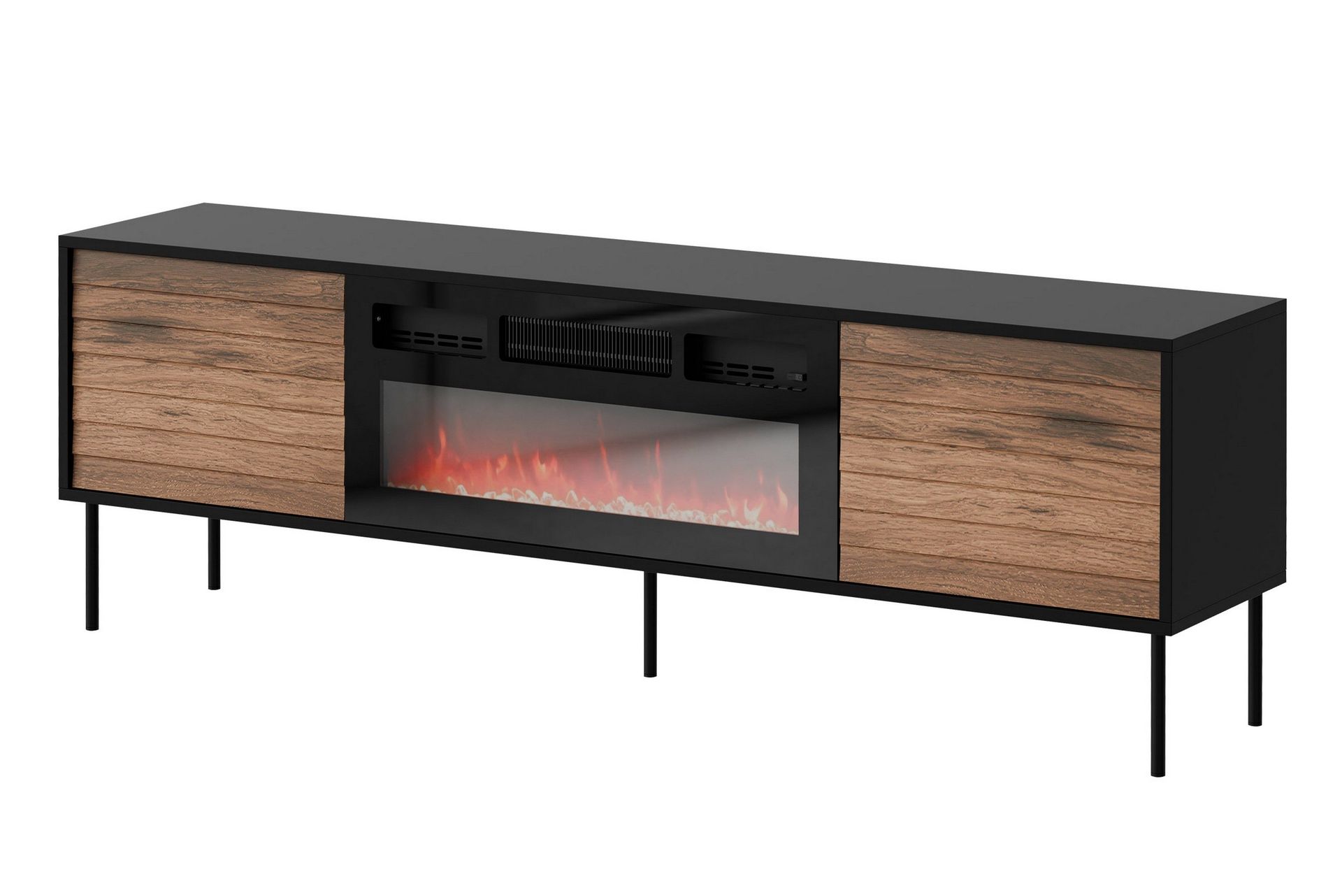 Belonger Tv-b&auml;nk 180 cm - Svart/Valn&ouml;t