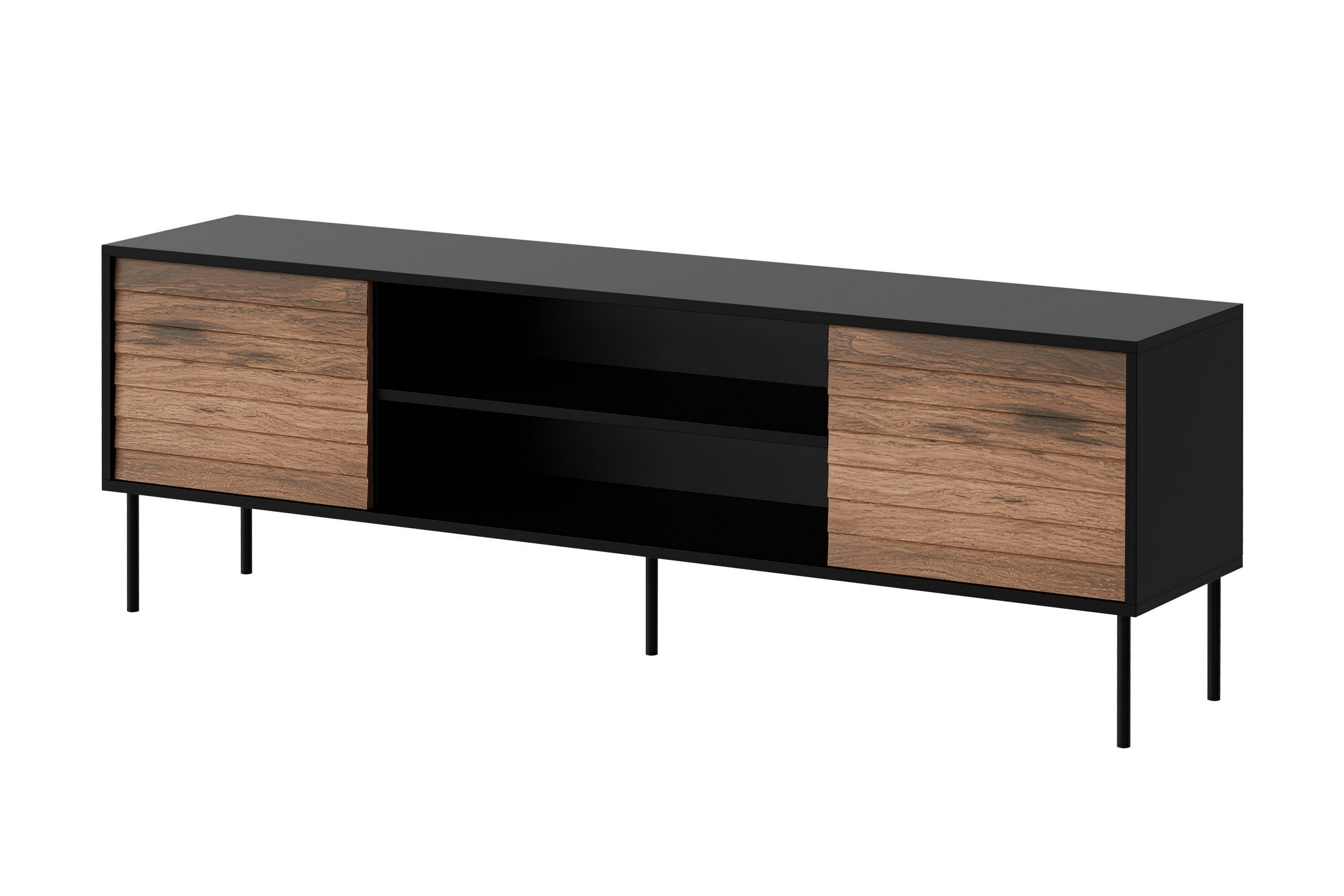 belonger tv-bänk 180 cm - svart/valnöt