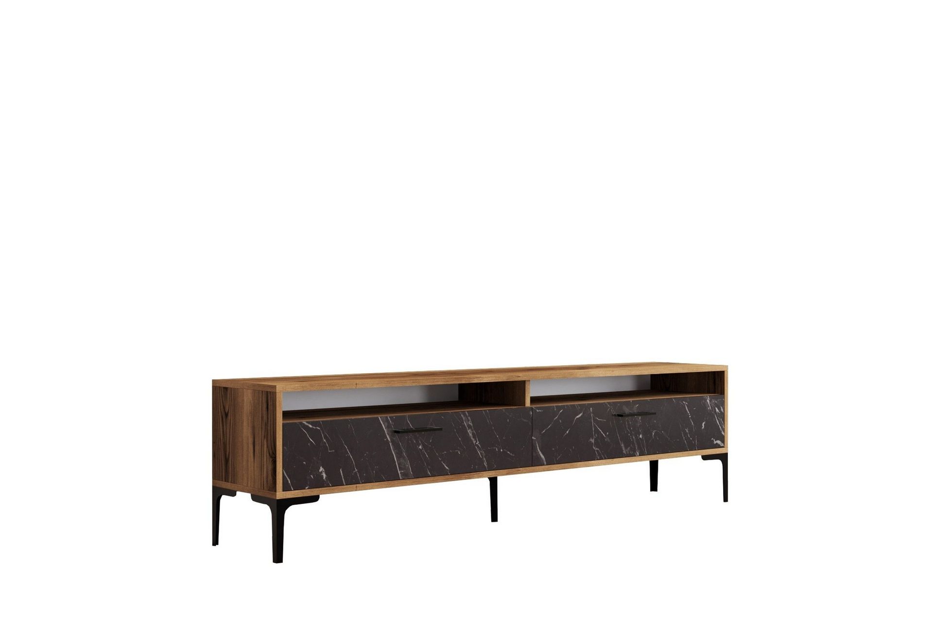 Brutorp Tv-b&auml;nk 180 cm - Valn&ouml;t/Svart Marmor