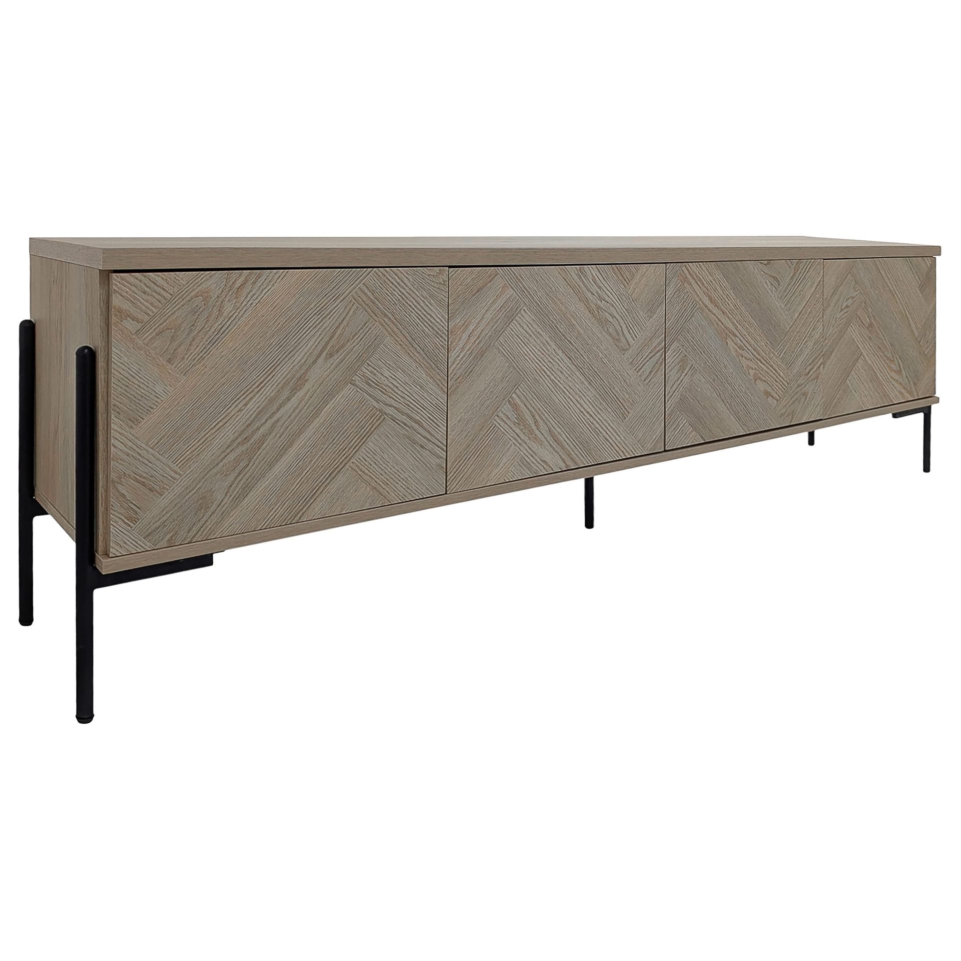 Charlene Tv-bänk 175 cm - Naturfärgad fiskbensek / naturek