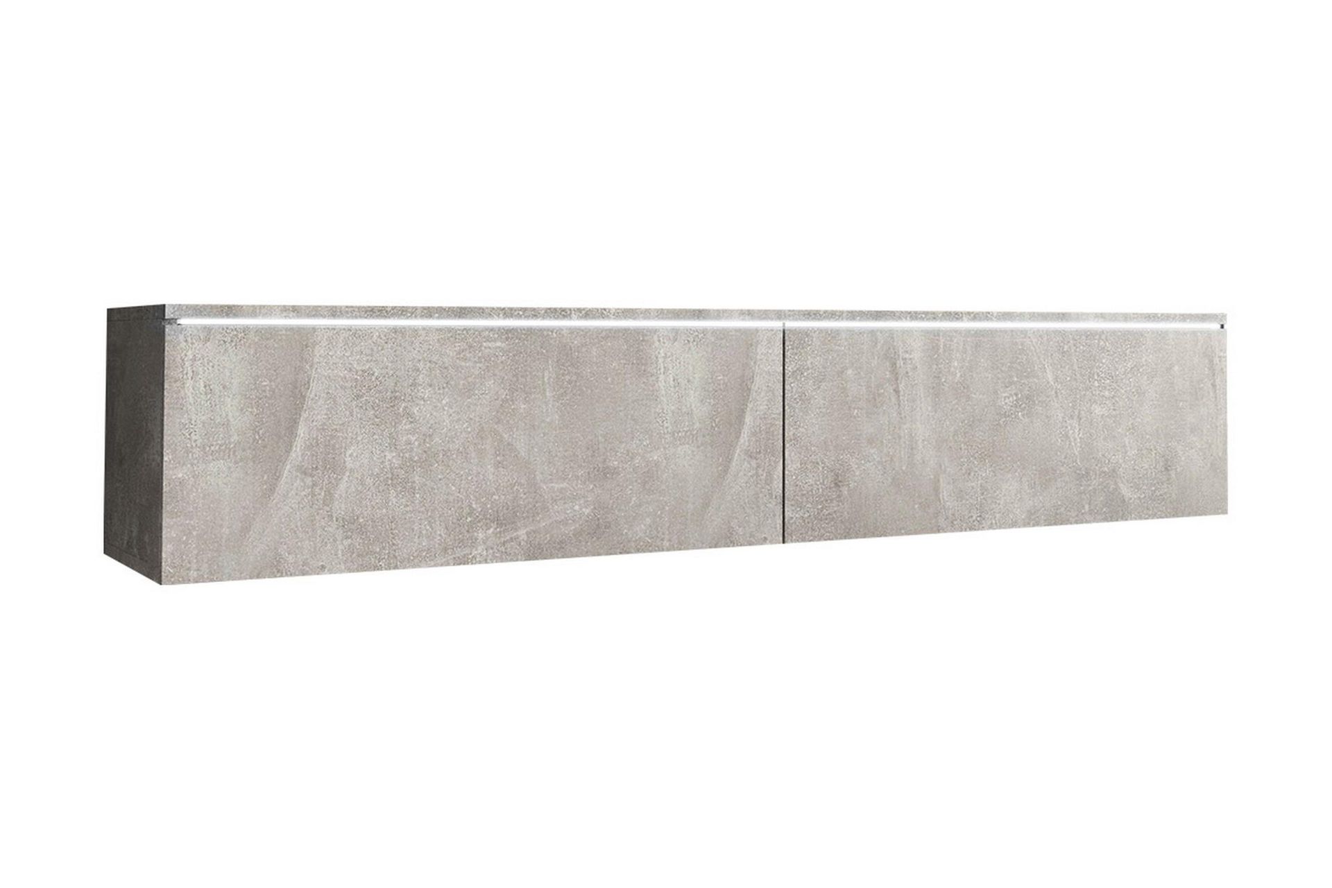 Cuguen TV-b&auml;nk 140 cm LED-belysning - Gr&aring;/Vit/Vit LED