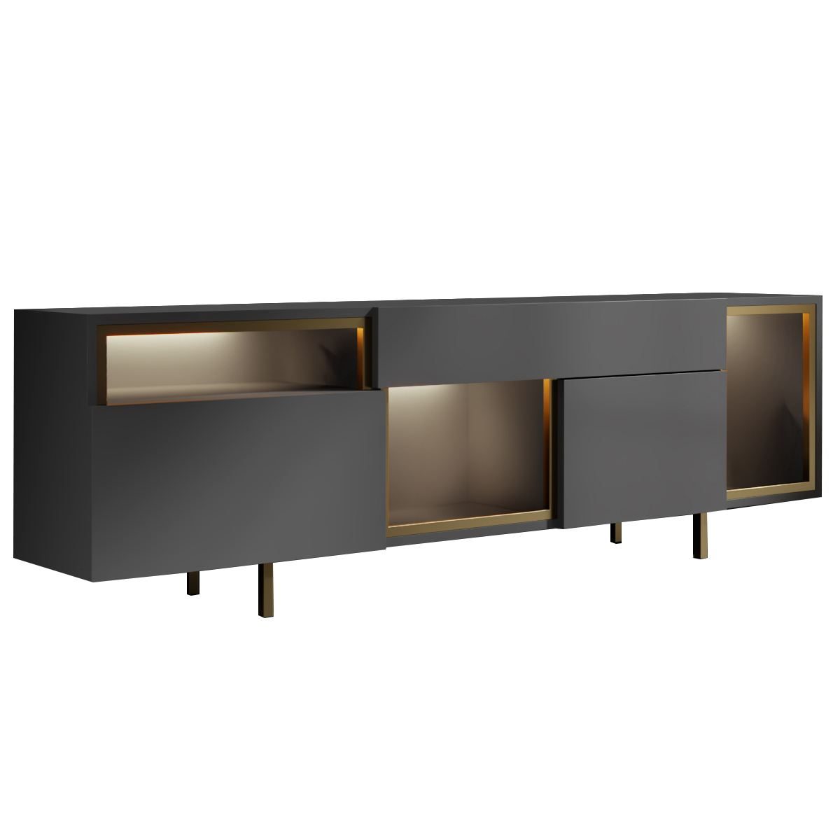 Denvar TV-b&auml;nk 180x55x32 cm - Antracit/Guld