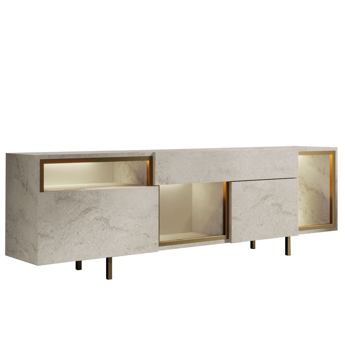 Denvar TV-b&auml;nk 180x55x32 cm - travertin och guld