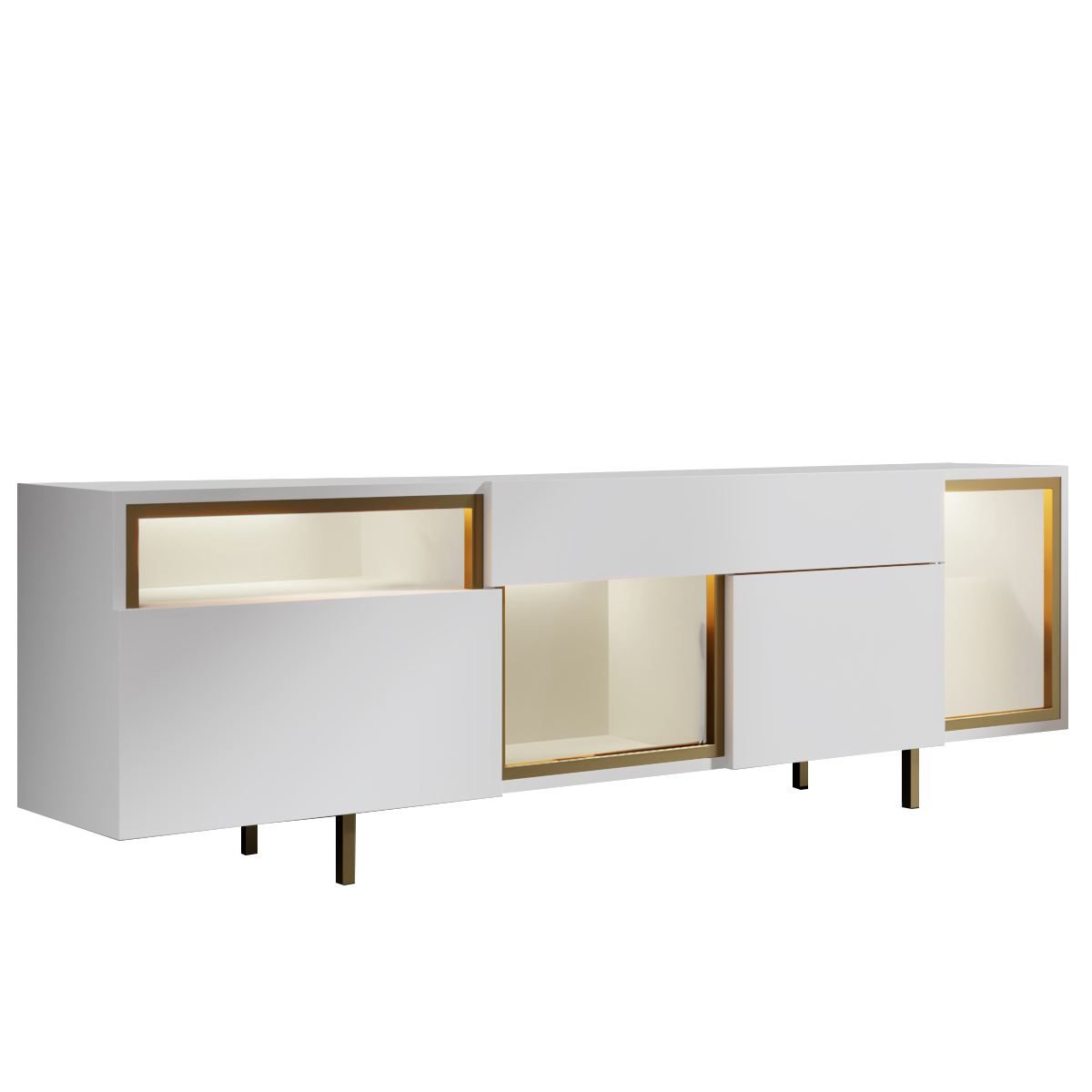 Denvar TV-b&auml;nk 180x55x32 cm - vit och guld