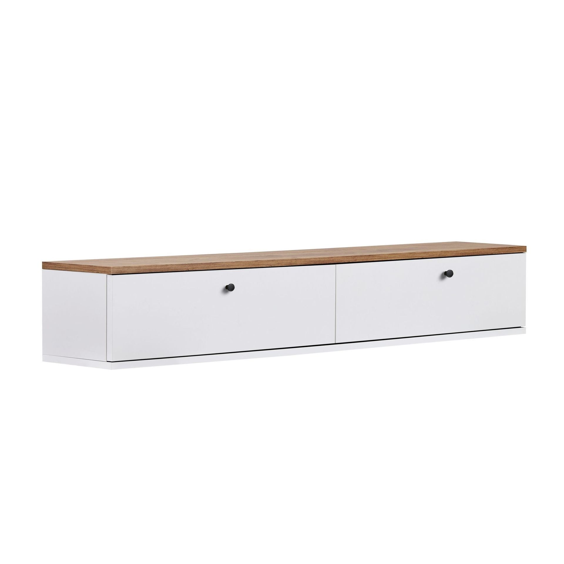 Dovren TV-bänk 160x25x25 cm - Atlantic Pine och vit