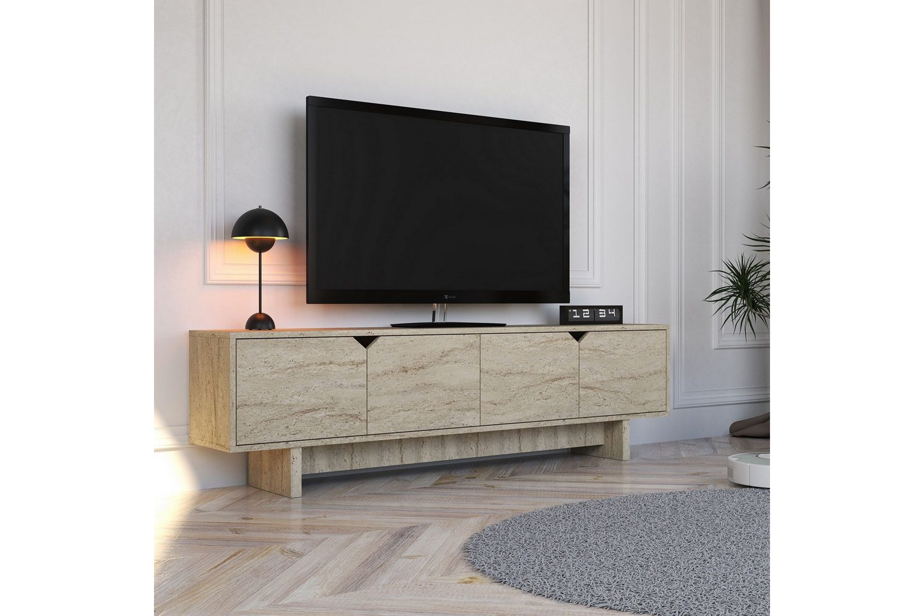 edrion tv-bänk 180 cm - travertine