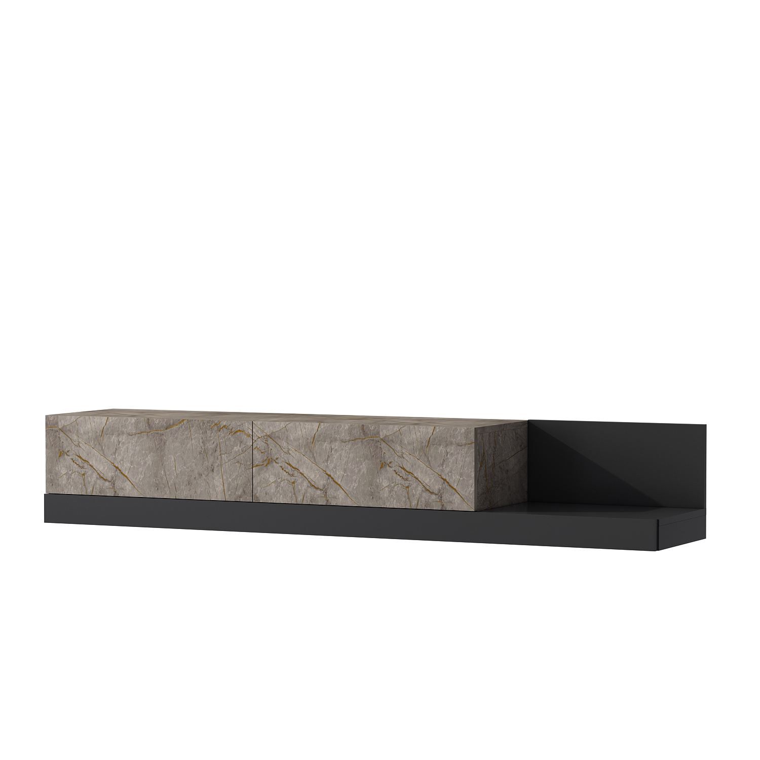 Ervold TV-bänk 180x30x37 cm - Gordion Marble och Anthracite