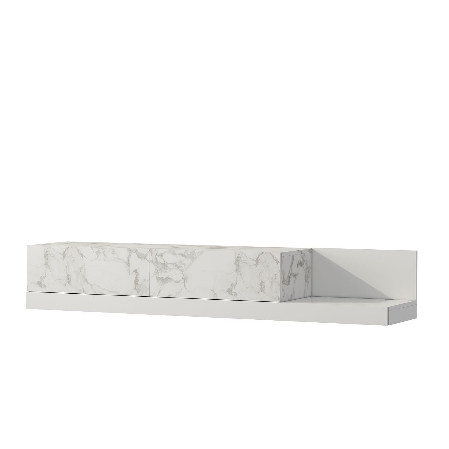 Ervold TV-bänk 180x30x37 cm - Marmo Marble och vitt