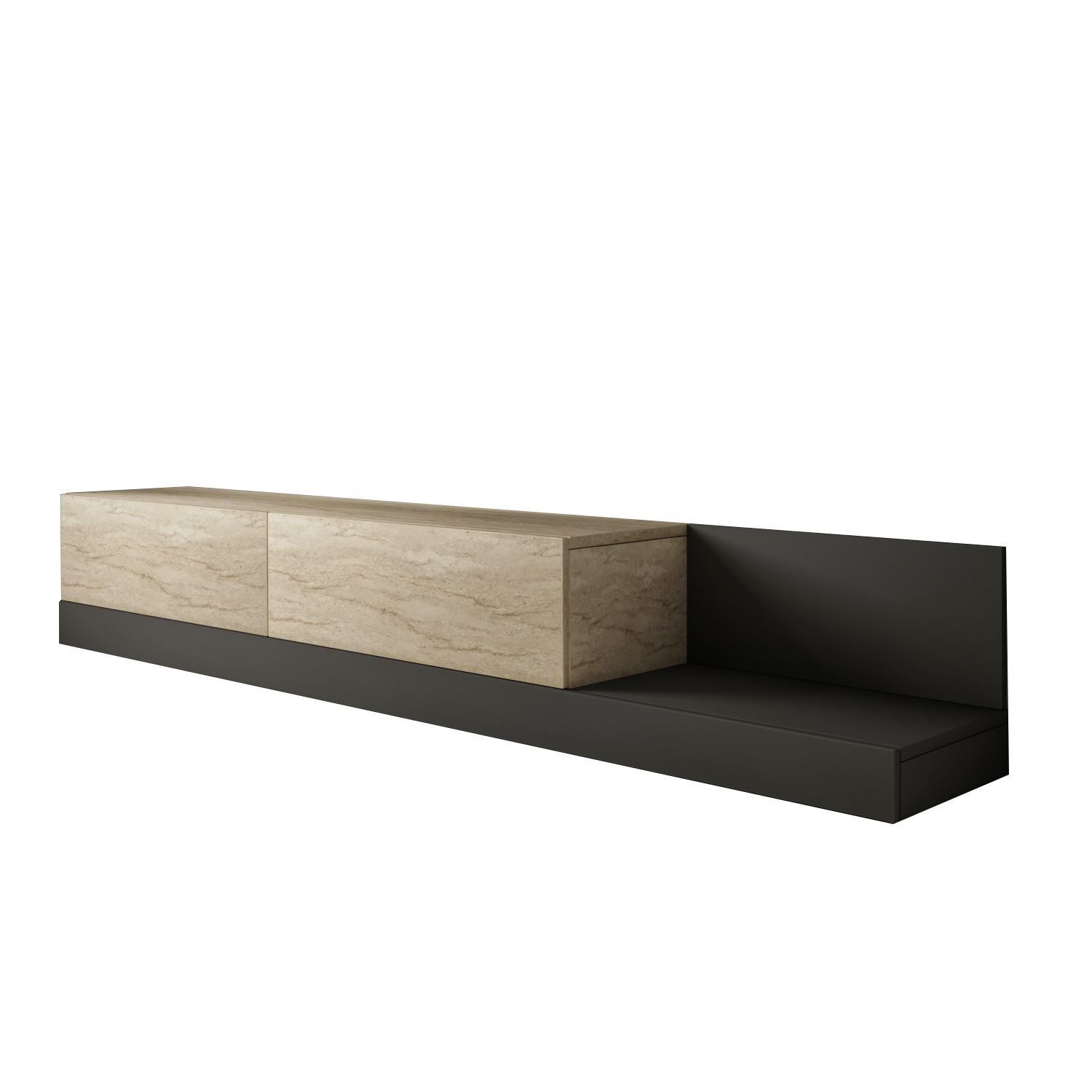 Ervold TV-bänk 180x30x37 cm - Travertin och antracit