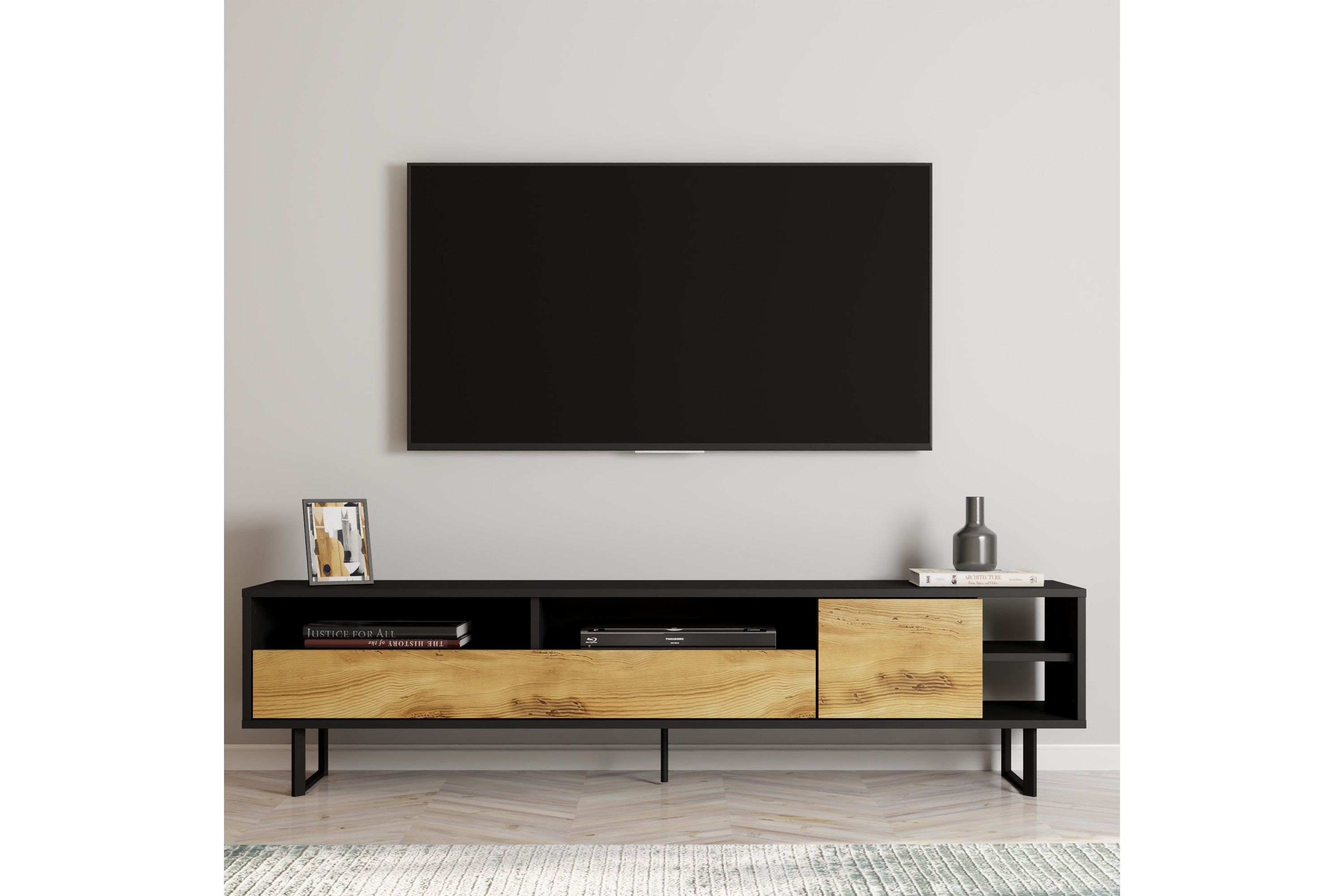 Gazali Tv-bänk 180 cm Svart/Ek