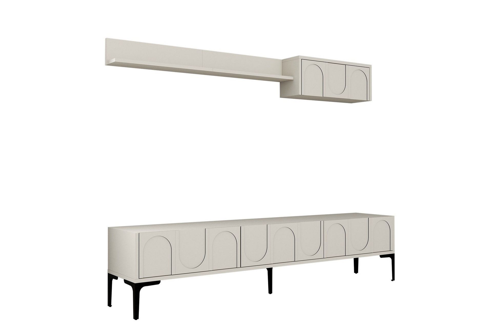 Hazim Tv-b&auml;nk 180 cm - Cream/Svart