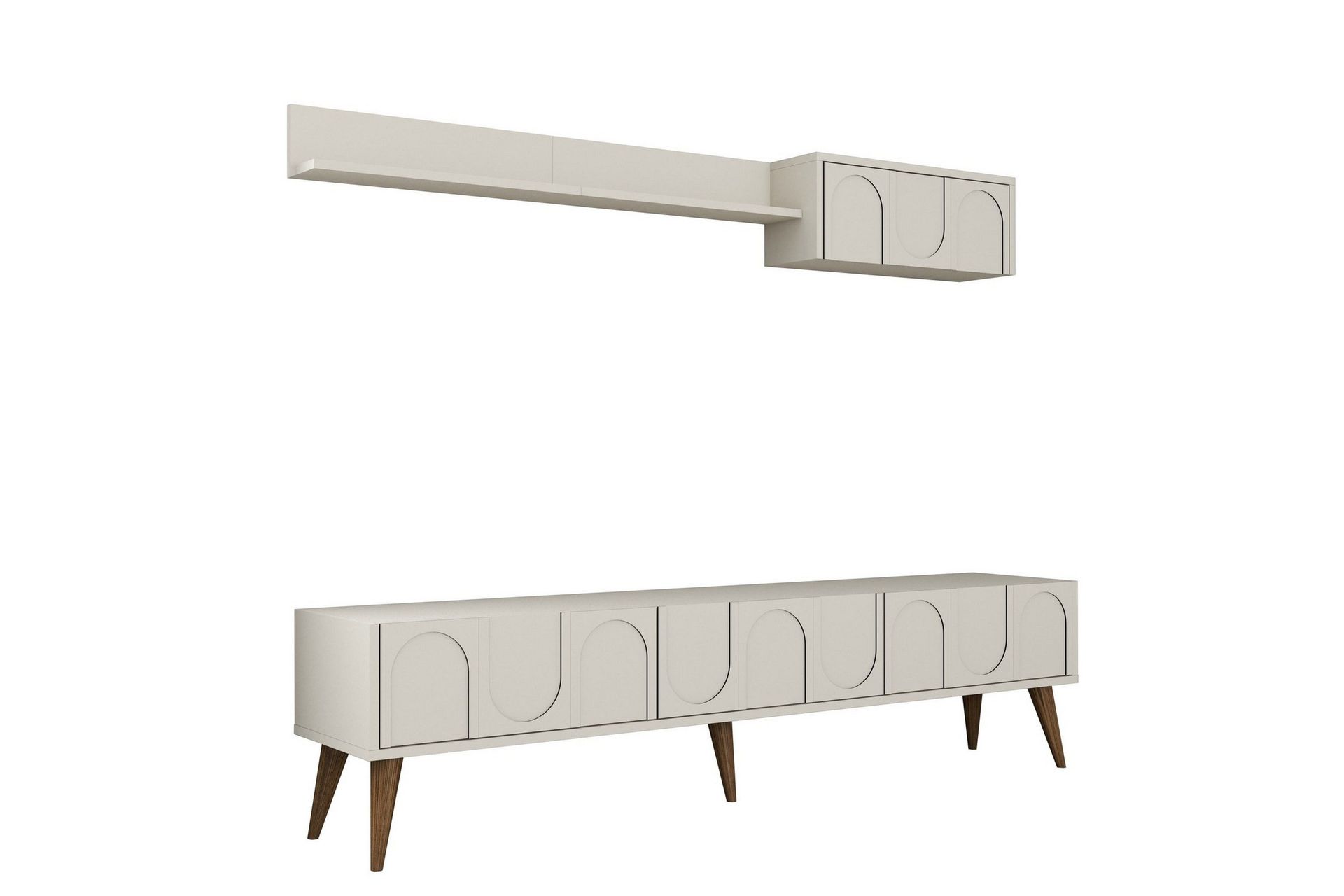 Hazim Tv-b&auml;nk 180 cm - Cream/Valn&ouml;t