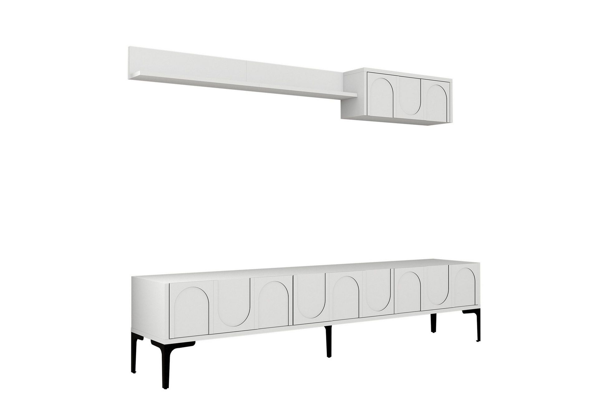 Hazim Tv-b&auml;nk 180 cm - Vit/Svart