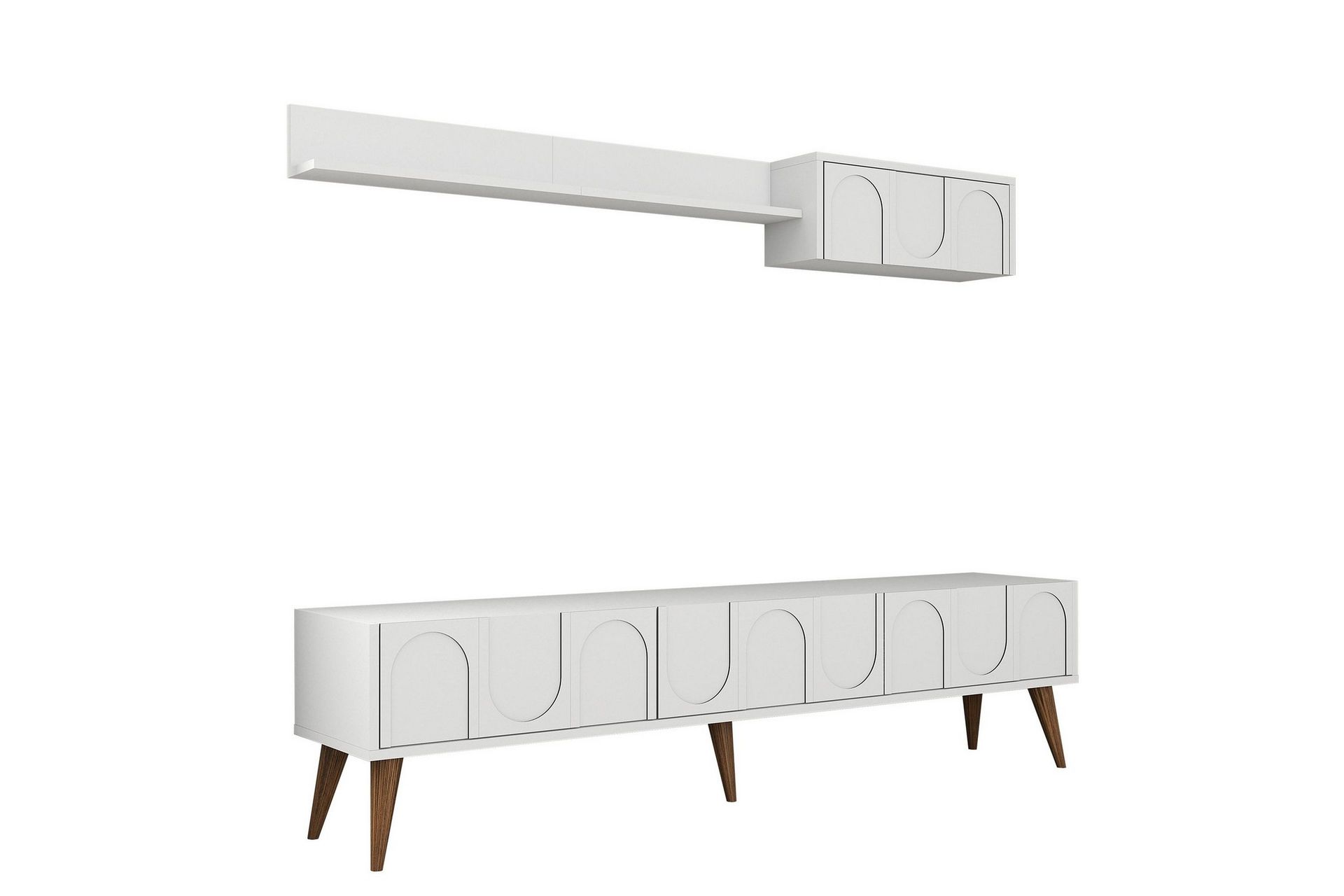 Hazim Tv-b&auml;nk 180 cm - Vit/Valn&ouml;t