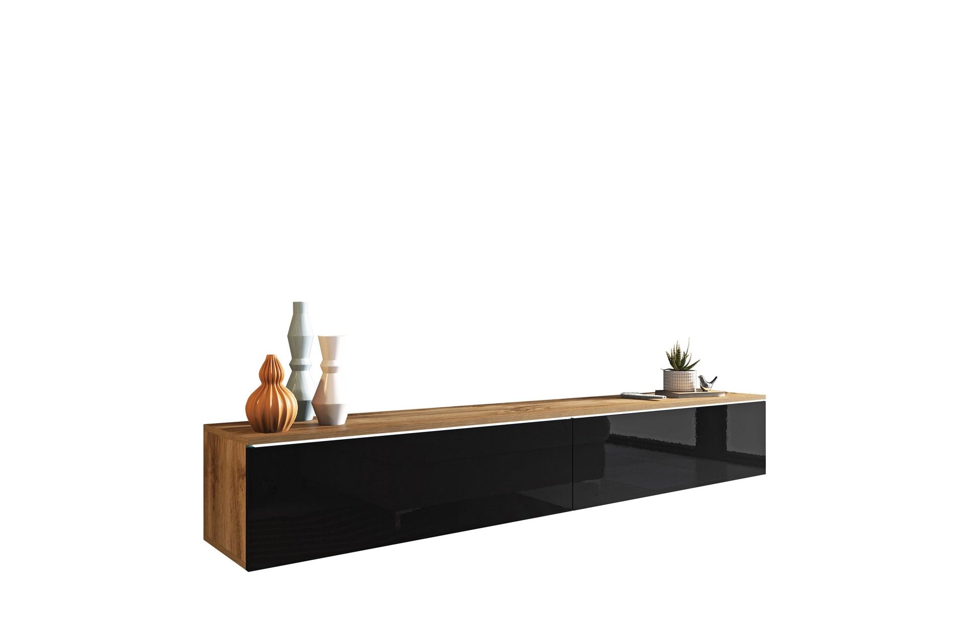 Kanak Tv-b&auml;nk 180 cm - Natur/Svart