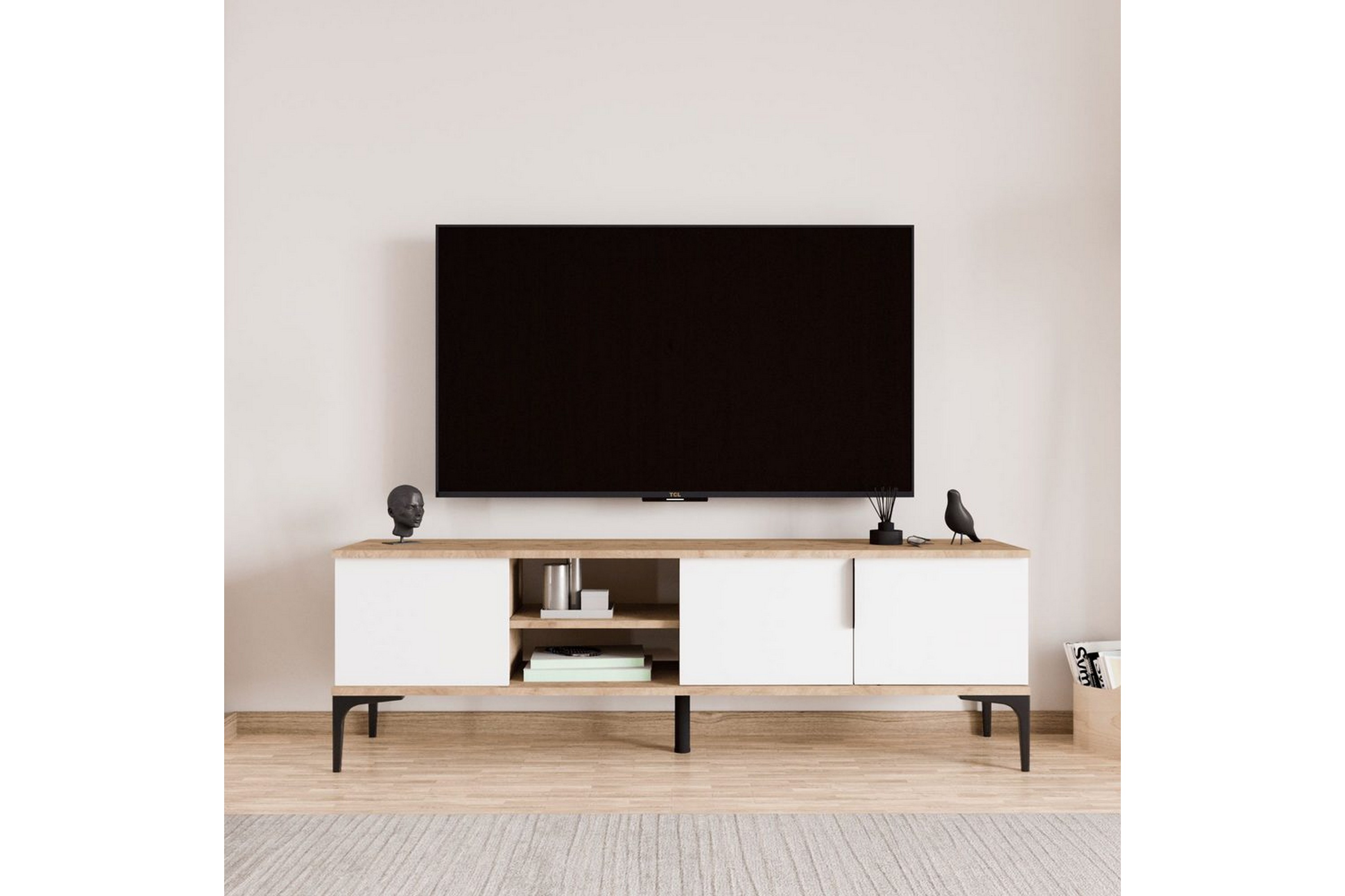 kunar tv-bänk 180 cm - vit