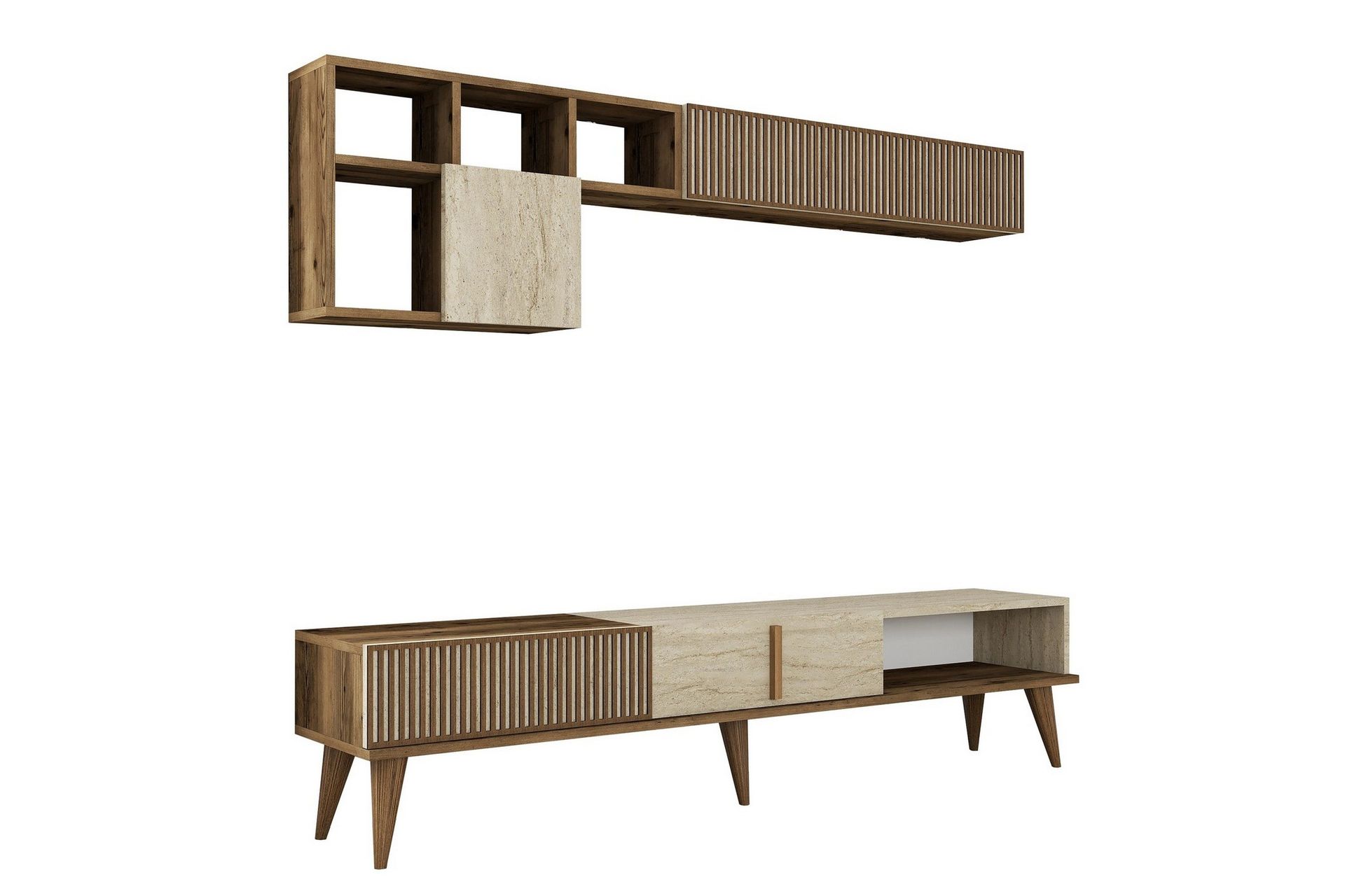 Lissione Tv-b&auml;nk 180 cm - Valn&ouml;t/Beige