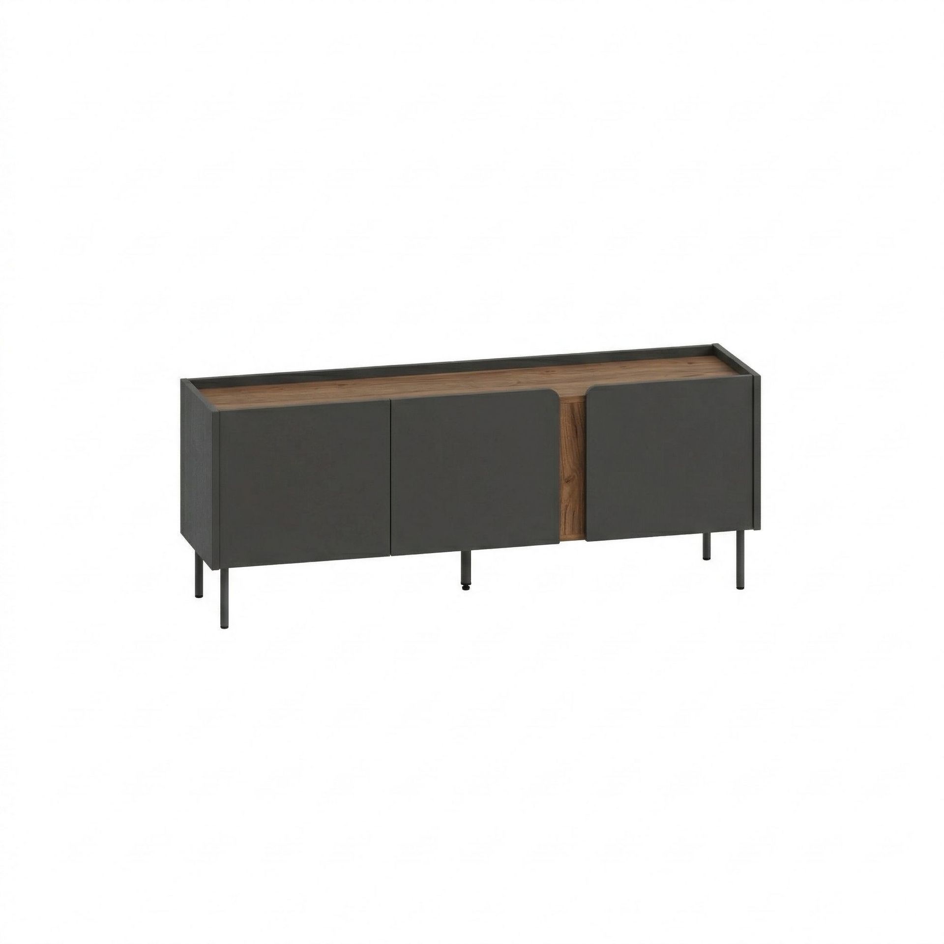 Lomar TV-b&auml;nk 140x53,9x35,5 cm - Antracit/Naturlig ek/Svart