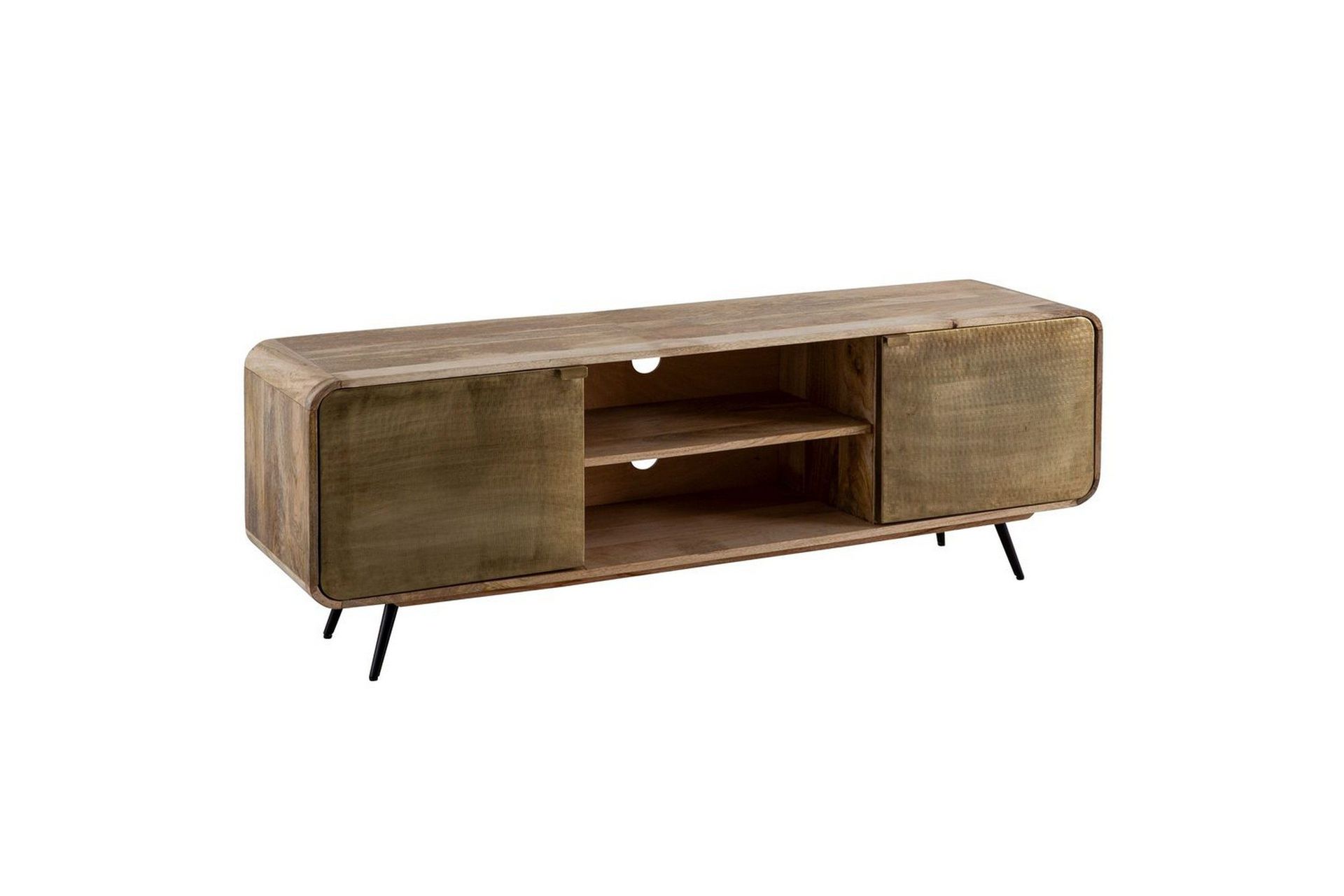 Lowboard Wohnling Massivt tr&auml; med 2 metall d&ouml;rrar f&ouml;rvaringsbrickor industriell -