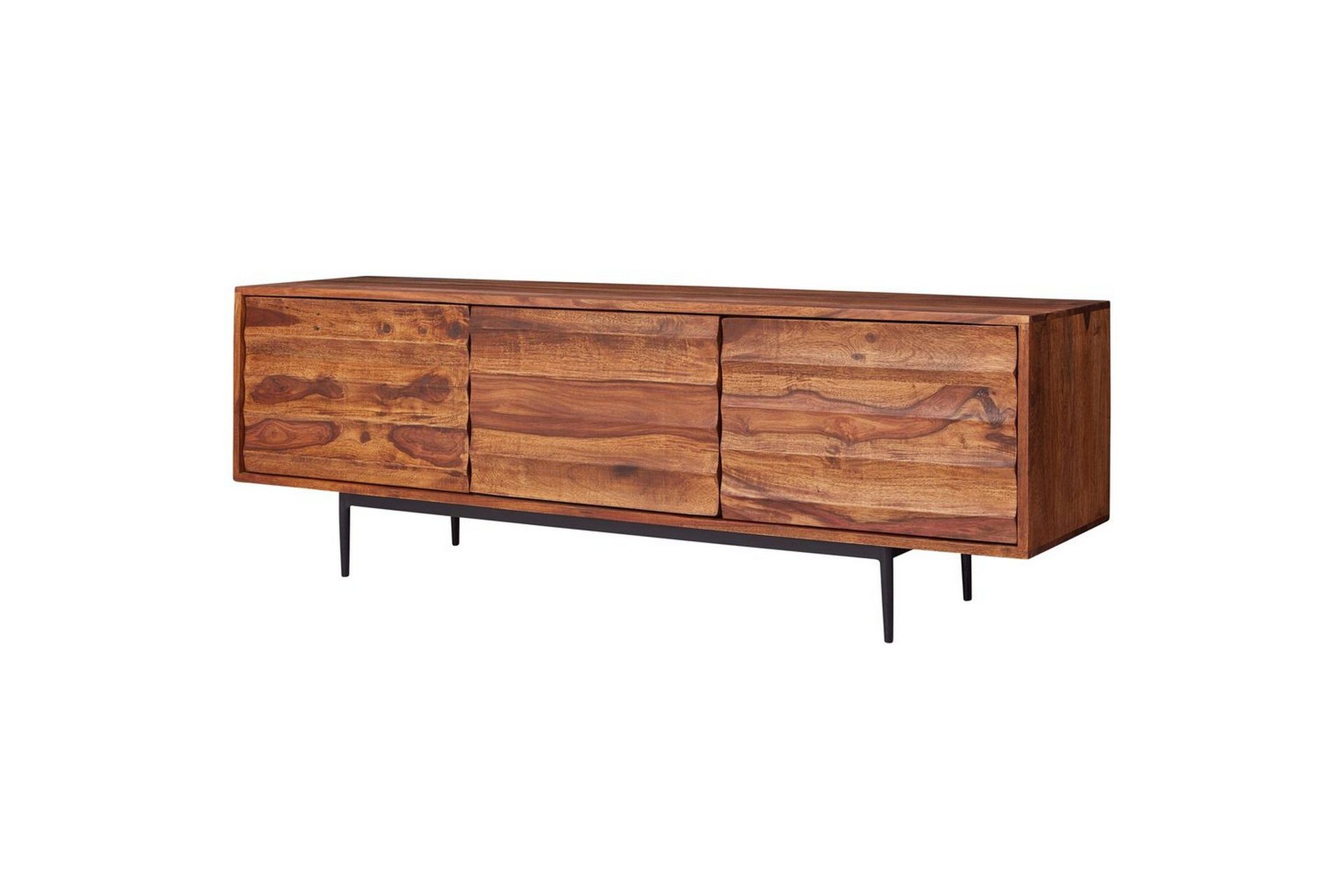 lowboard wohnling massivt trä med förvaring, 3 dörrar, lantlig stil -