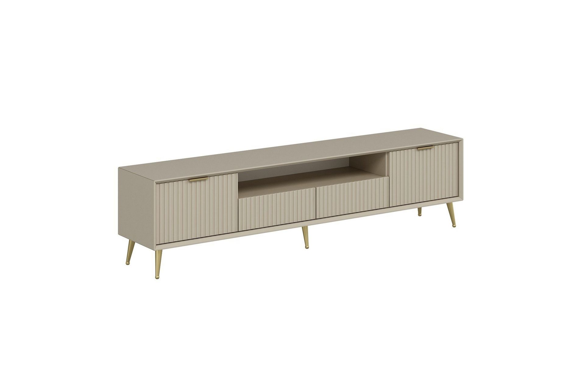 Luxe Golvst&aring;ende Tv B&auml;nk 180 cm med F&ouml;rvaring i Ek - Beige