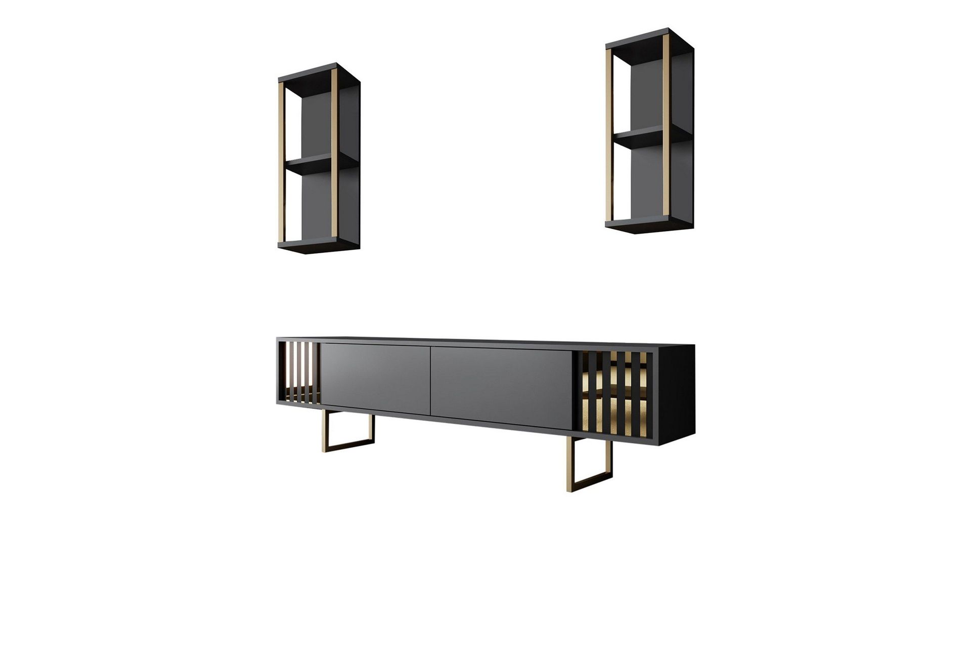 masatomo tv-bänk 180 cm - antracit/svart