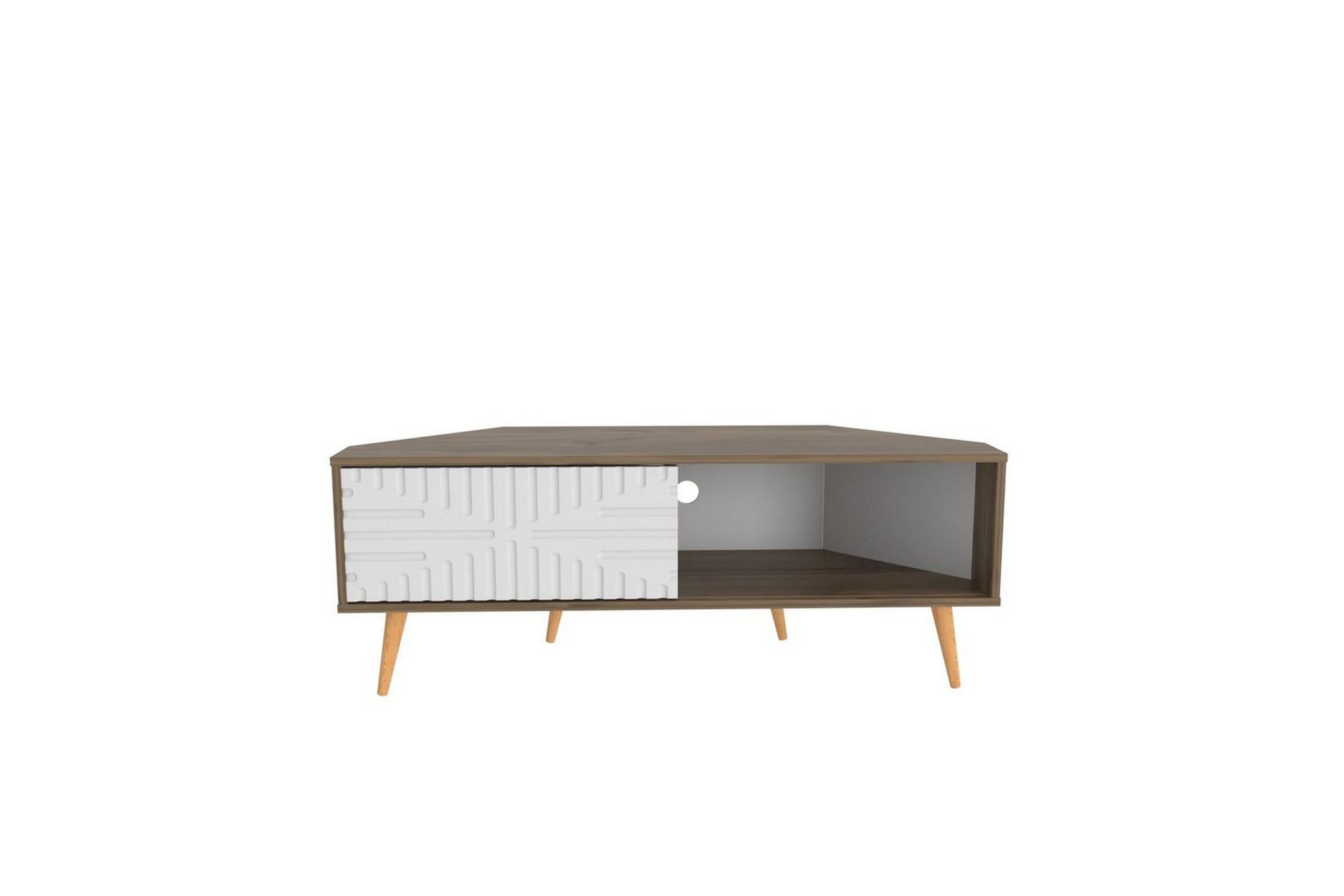 Abbas Tv-b&auml;nk 140 cm - Valn&ouml;t/Vit