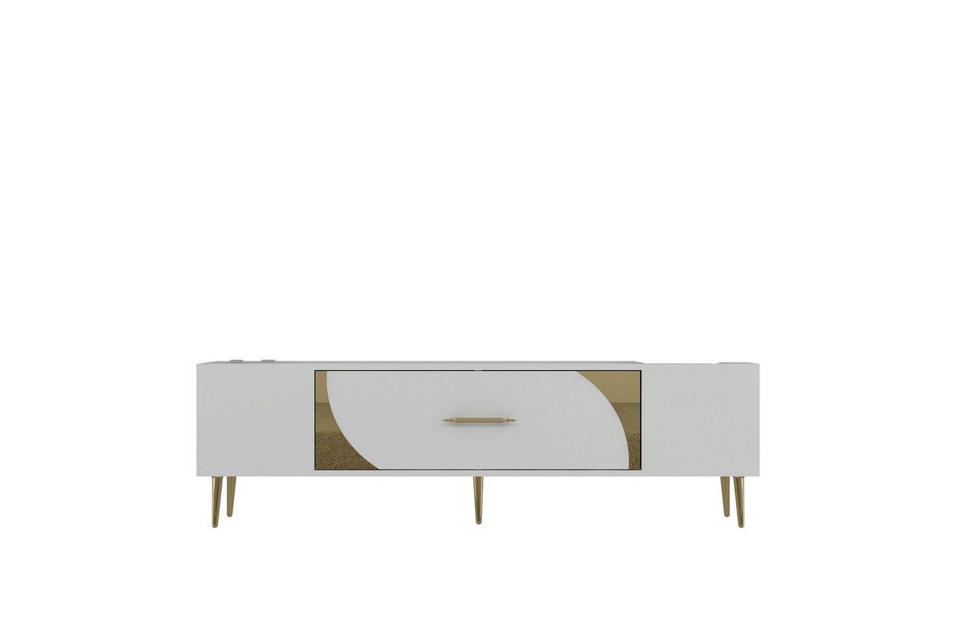Aldor Tv-b&auml;nk 150 cm - Vit/Guld