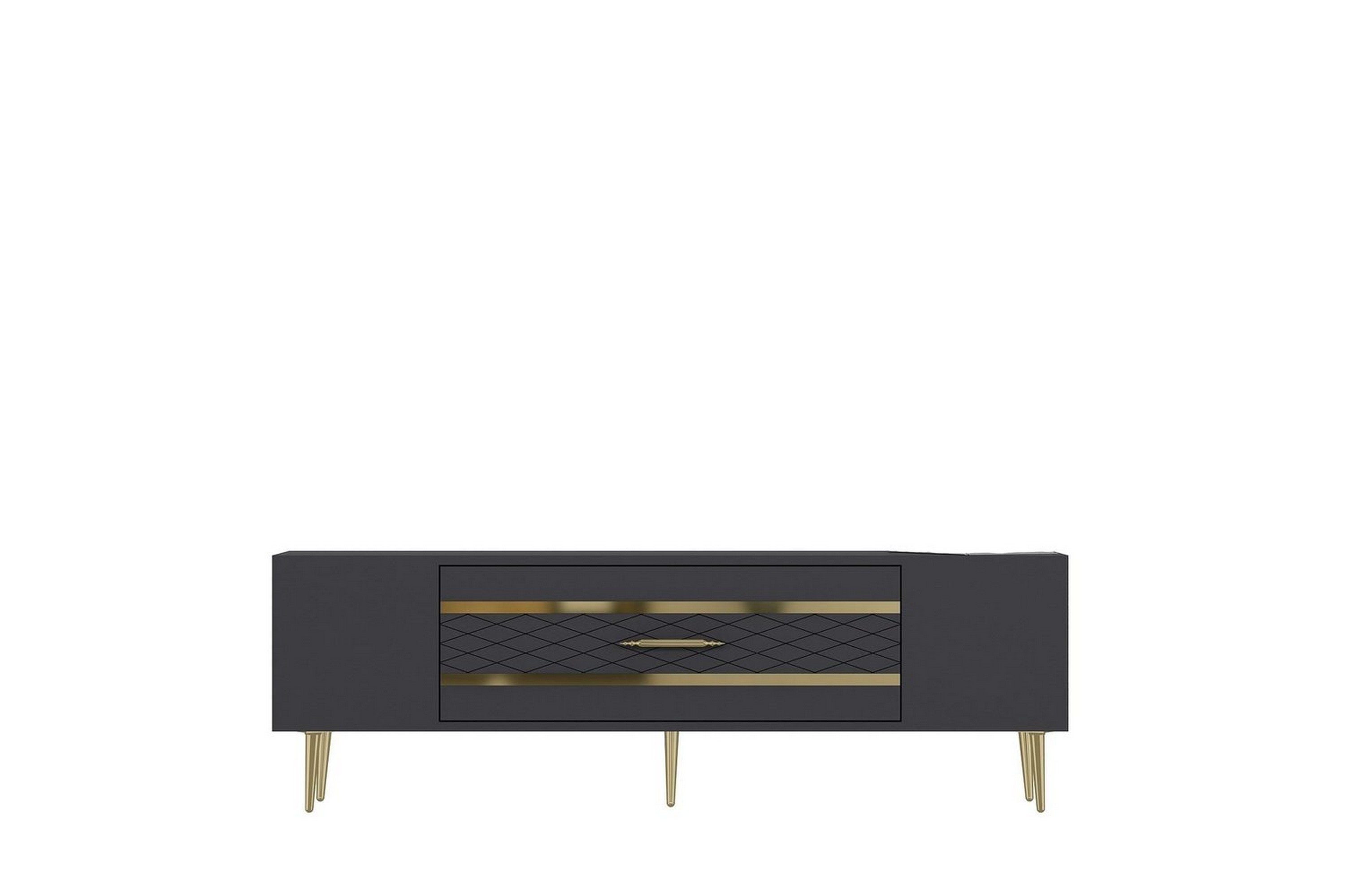 anira tv-bänk 150 cm - antracit/guld