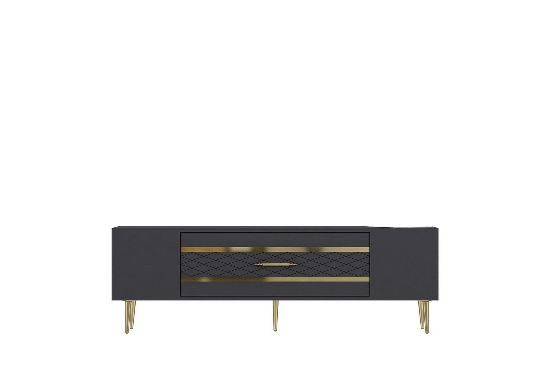 Anira Tv-b&auml;nk 150 cm - Antracit/Guld