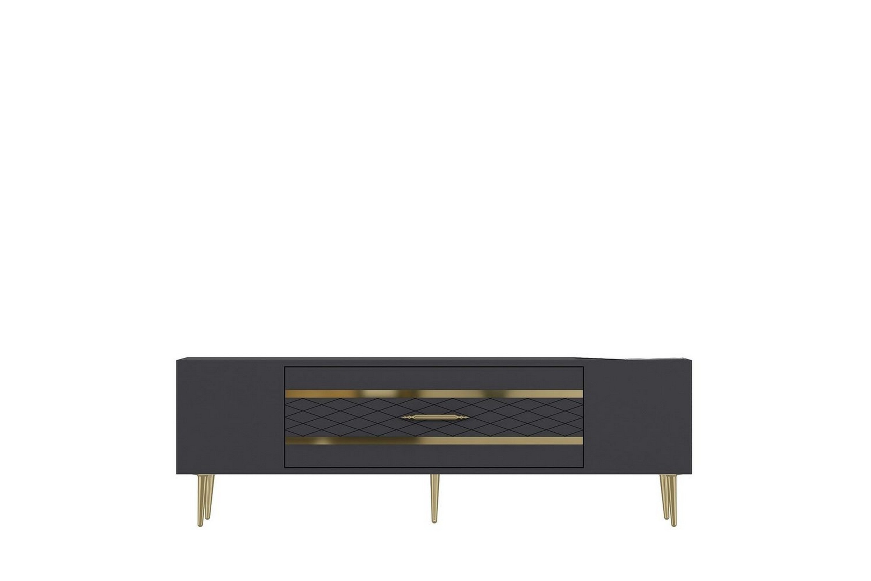 anira tv-bänk 150 cm - antracit/guld